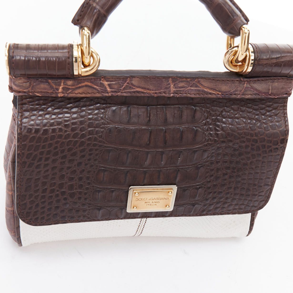Dolce & Gabbana DOLCE GABBANA Miss Sicily brown white mixed scaled leather crossbody bag Size ONE SIZE - 7 Thumbnail
