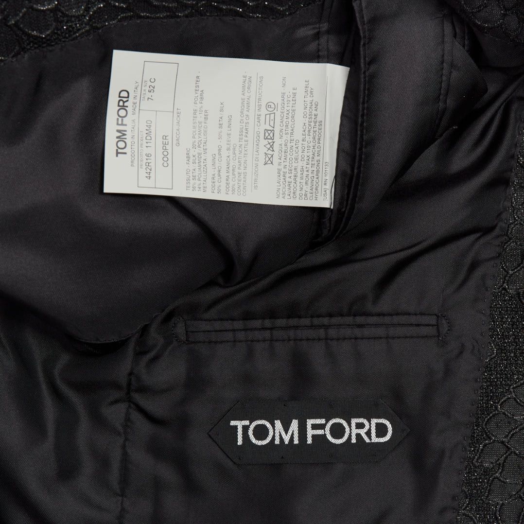 Tom Ford TOM FORD Cooper black floral 3D brocade peak lapel tuxedo blazer IT52 XL Size 52R - 8 Thumbnail