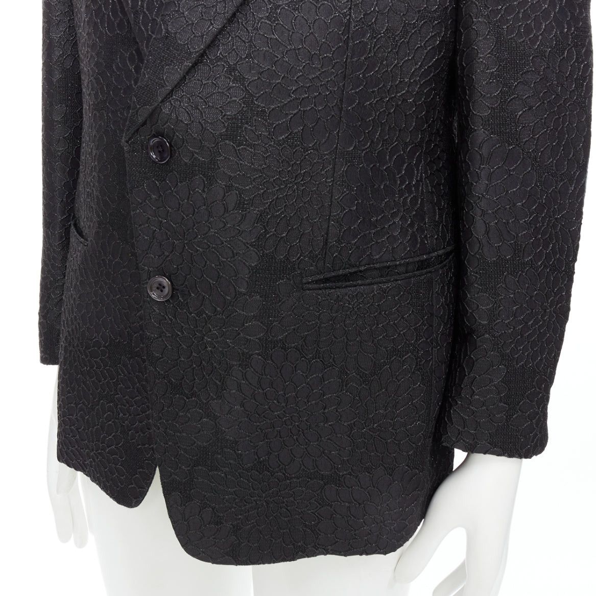 Tom Ford TOM FORD Cooper black floral 3D brocade peak lapel tuxedo blazer IT52 XL Size 52R - 7 Thumbnail
