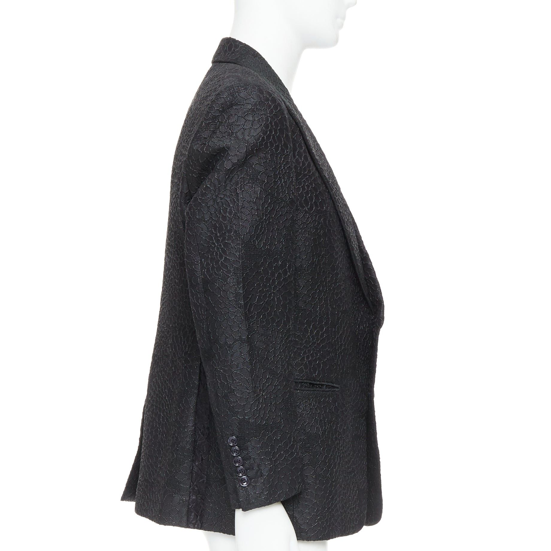 Tom Ford TOM FORD Cooper black floral 3D brocade peak lapel tuxedo blazer IT52 XL Size 52R - 4 Thumbnail