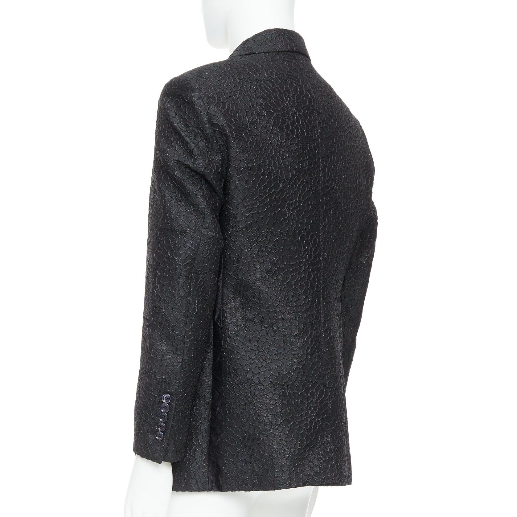 Tom Ford TOM FORD Cooper black floral 3D brocade peak lapel tuxedo blazer IT52 XL Size 52R - 6 Thumbnail