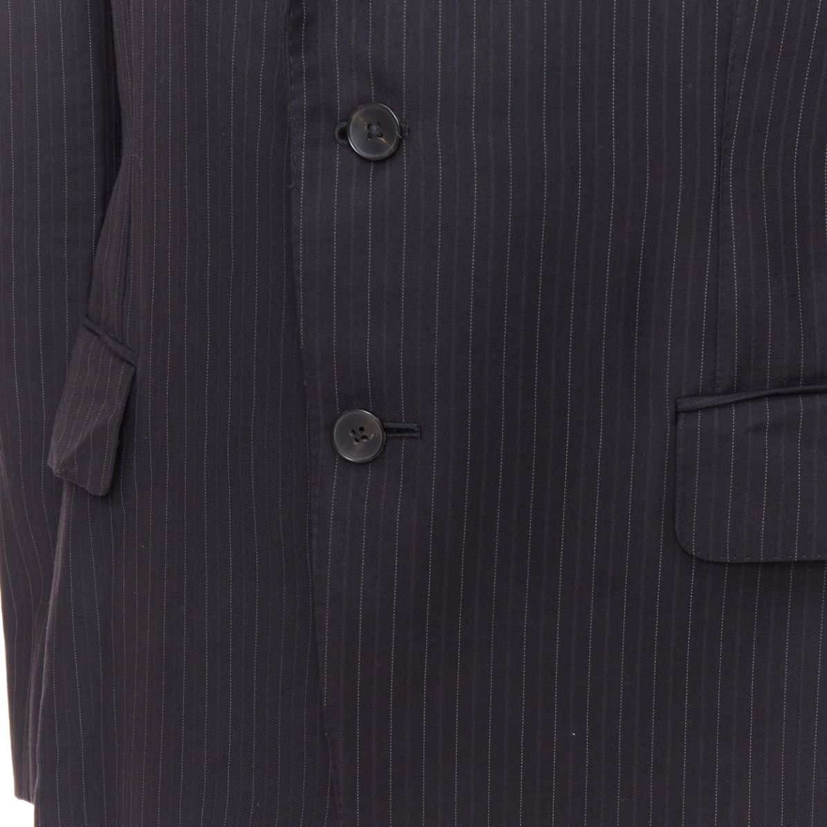 Gucci GUCCI Vintage charcoal grey 100% wool pinstripe double vent blazer IT52 XL Size 52R - 7 Thumbnail