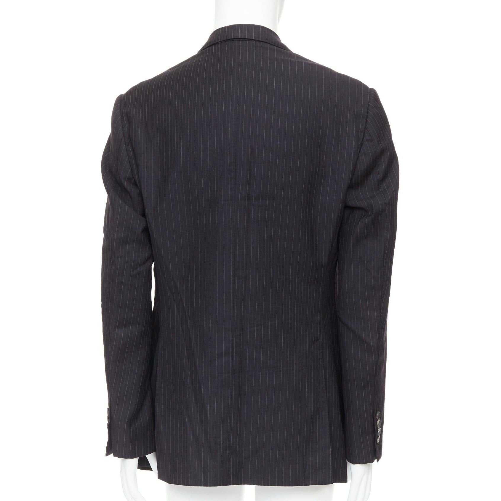 Gucci GUCCI Vintage charcoal grey 100% wool pinstripe double vent blazer IT52 XL Size 52R - 5 Thumbnail