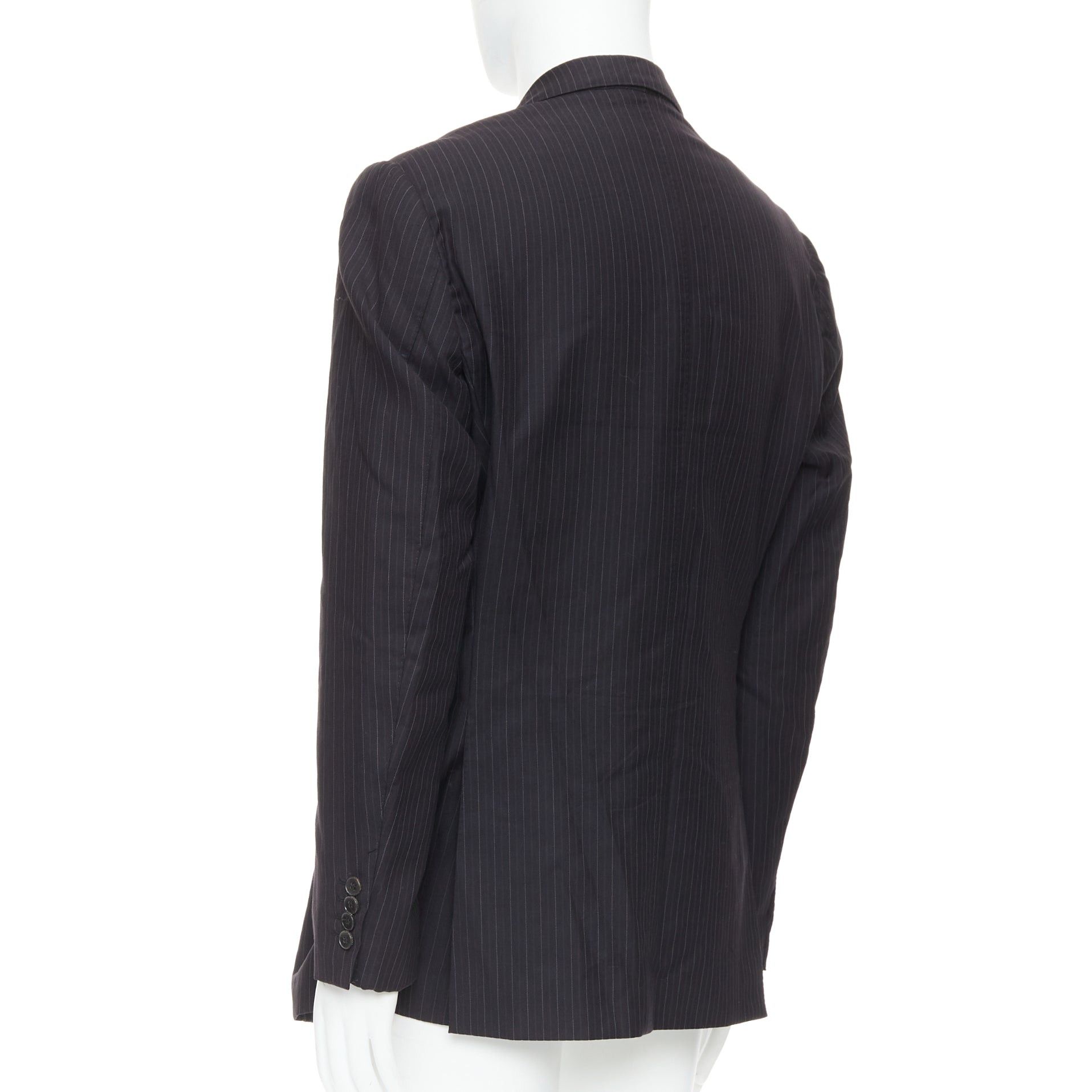 Gucci GUCCI Vintage charcoal grey 100% wool pinstripe double vent blazer IT52 XL Size 52R - 6 Thumbnail