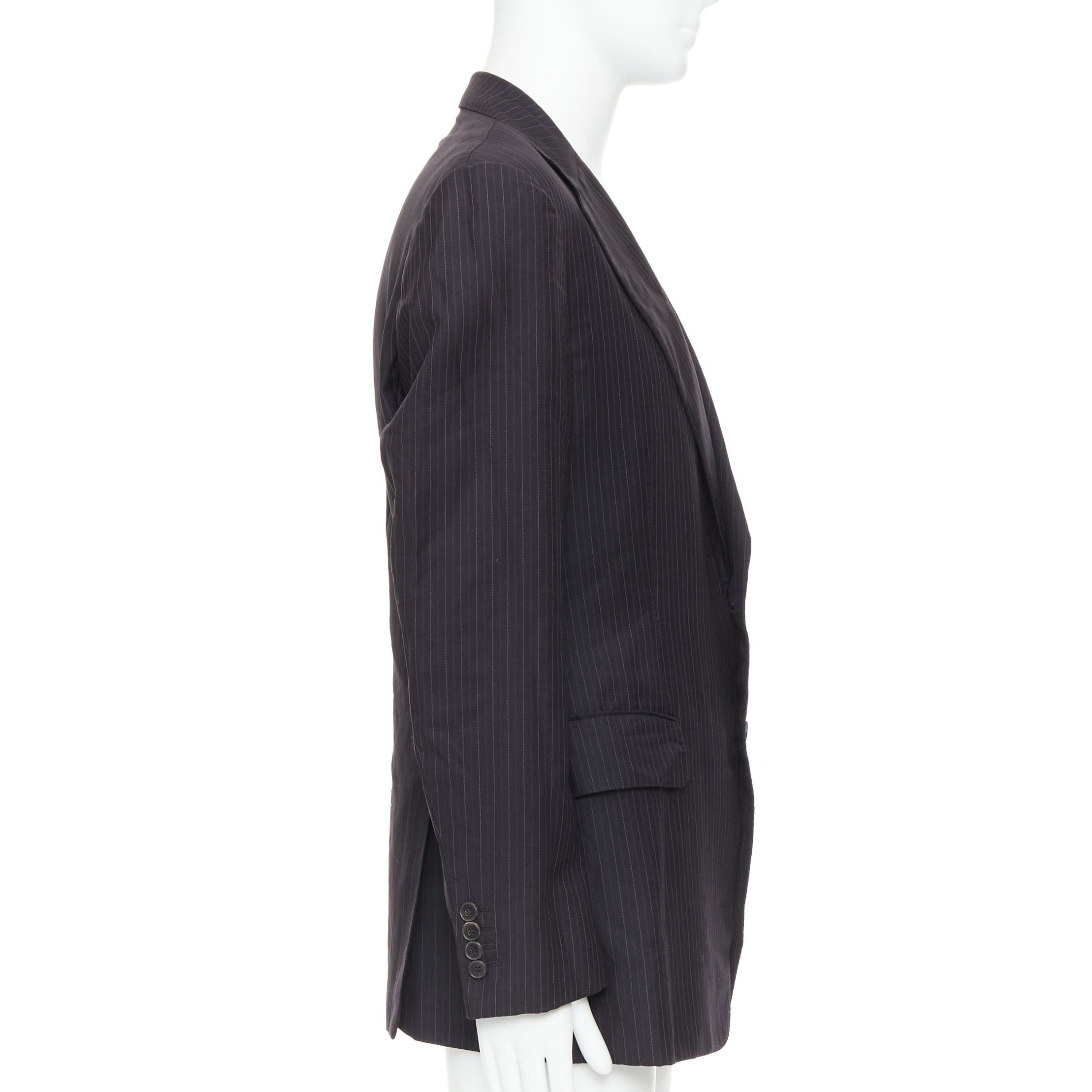 Gucci GUCCI Vintage charcoal grey 100% wool pinstripe double vent blazer IT52 XL Size 52R - 4 Thumbnail