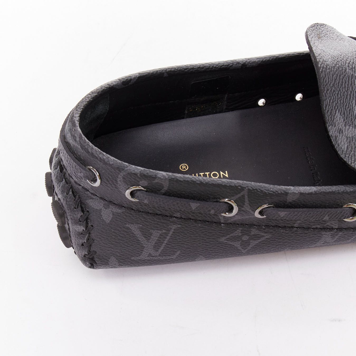 Louis Vuitton LOUIS VUITTON Arizona Eclipse grey canvas monogram mocassin EU42.5 Size US 9.5 / EU 42-43 - 8 Thumbnail