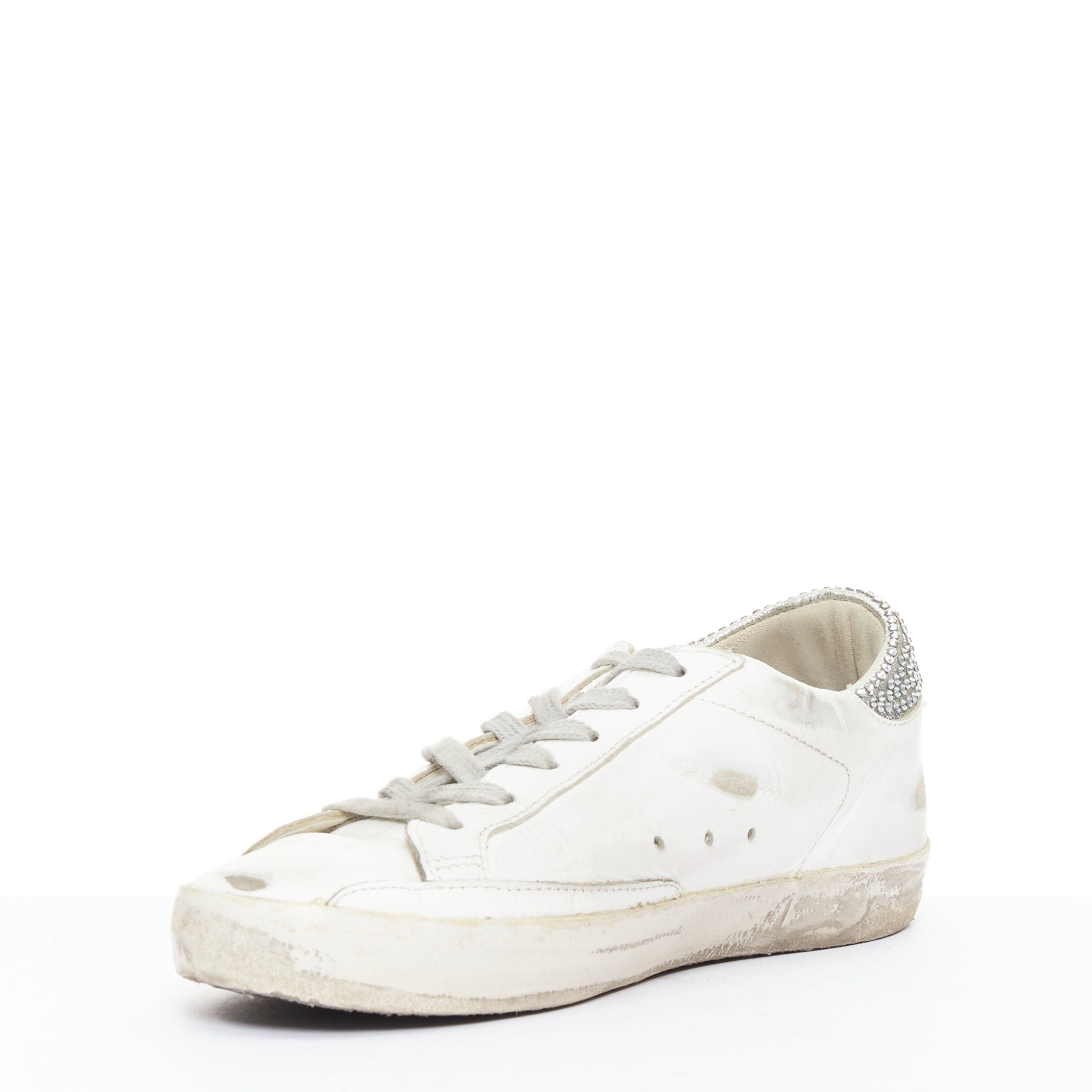 Golden Goose GOLDEN GOOSE Super Star silver crystal strass white distressed sneakers EU36 Size US 6 / IT 36 - 4 Thumbnail