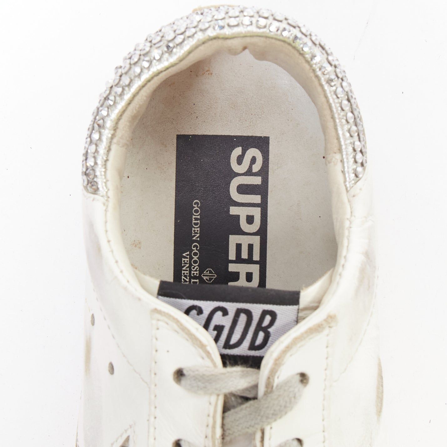 Golden Goose GOLDEN GOOSE Super Star silver crystal strass white distressed sneakers EU36 Size US 6 / IT 36 - 7 Thumbnail