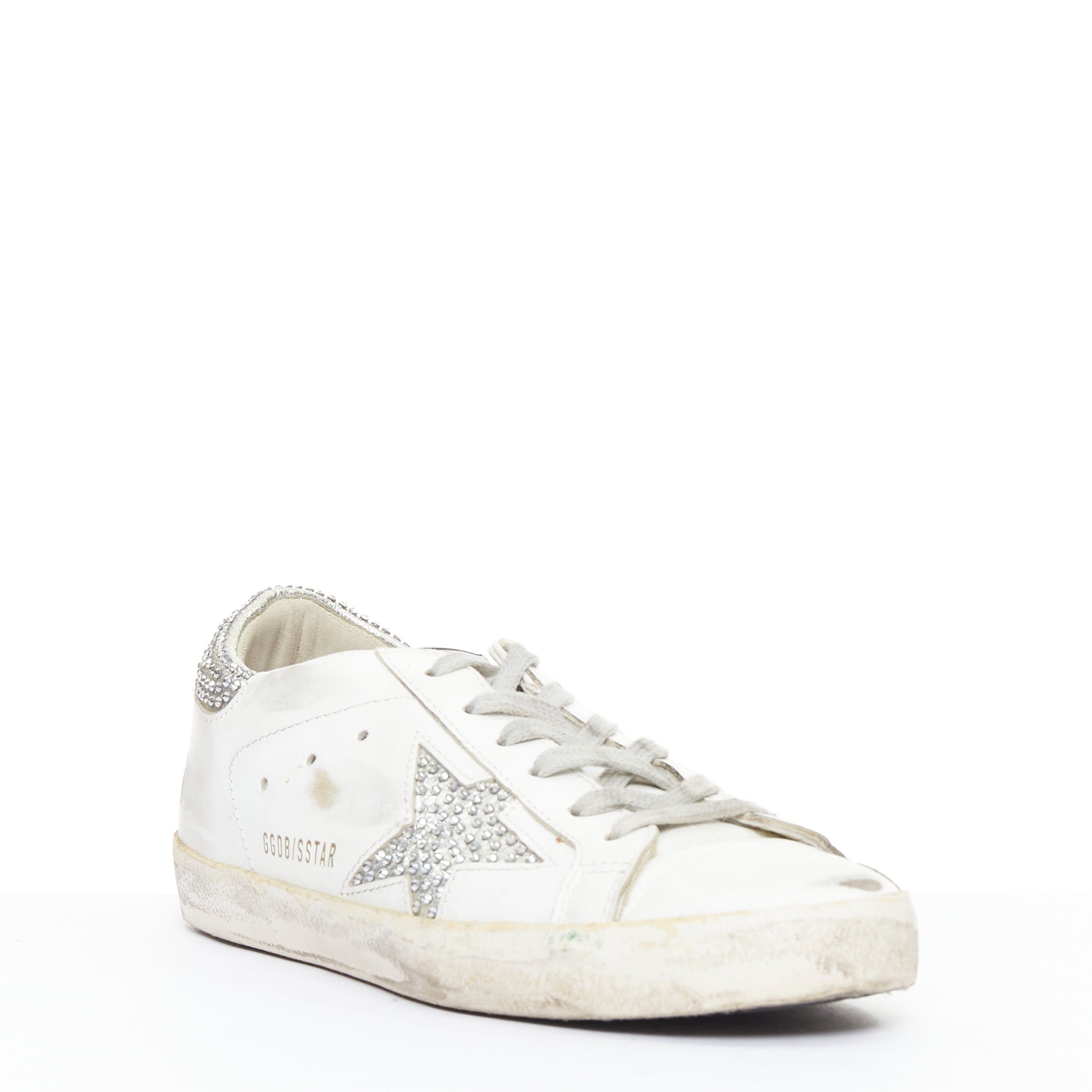 Golden Goose GOLDEN GOOSE Super Star silver crystal strass white distressed sneakers EU36 Size US 6 / IT 36 - 2 Thumbnail