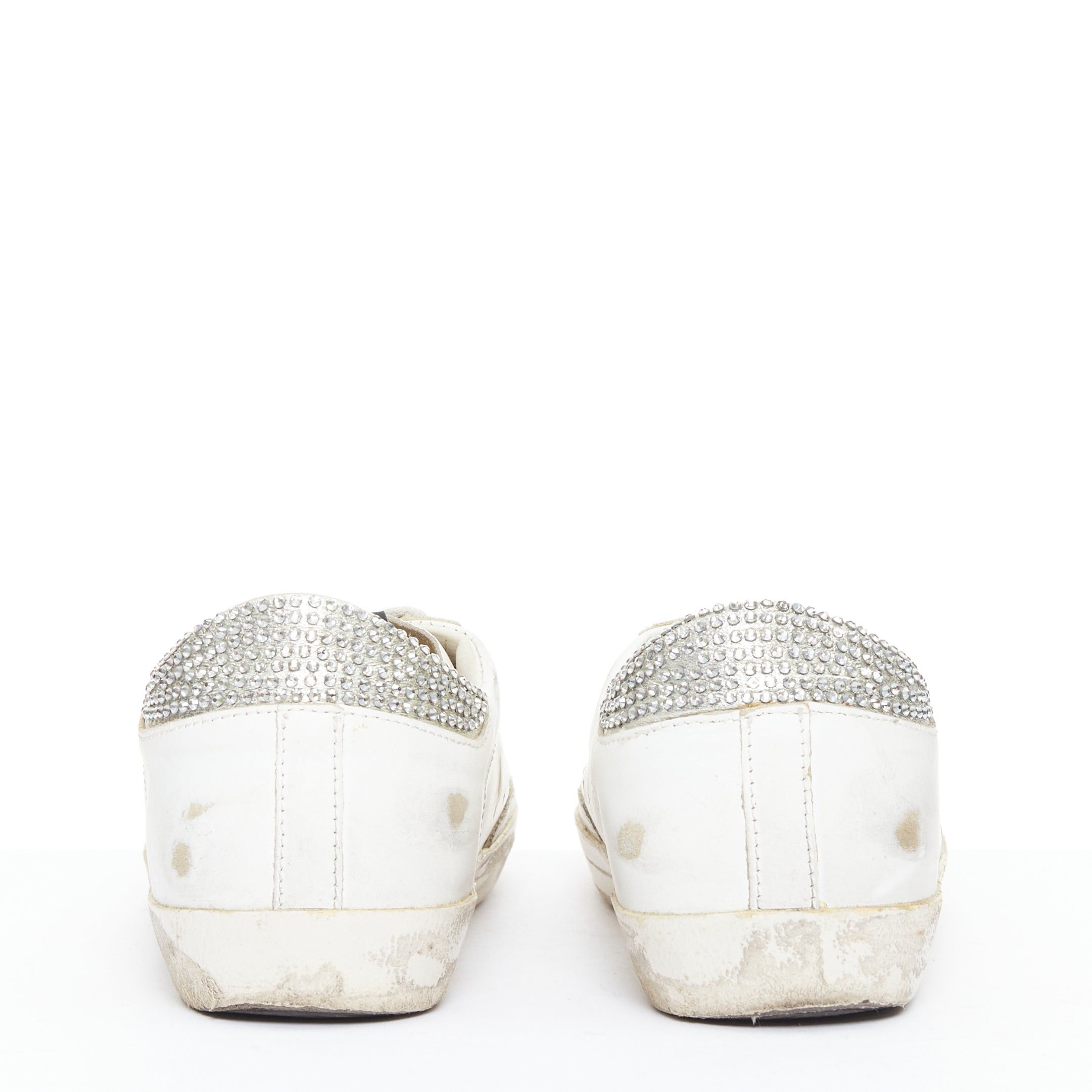 Golden Goose GOLDEN GOOSE Super Star silver crystal strass white distressed sneakers EU36 Size US 6 / IT 36 - 5 Thumbnail