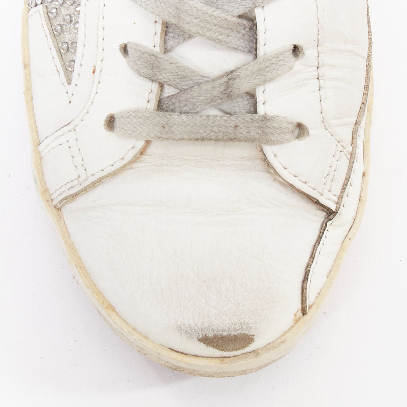 Golden Goose GOLDEN GOOSE Super Star silver crystal strass white distressed sneakers EU36 Size US 6 / IT 36 - 6 Thumbnail
