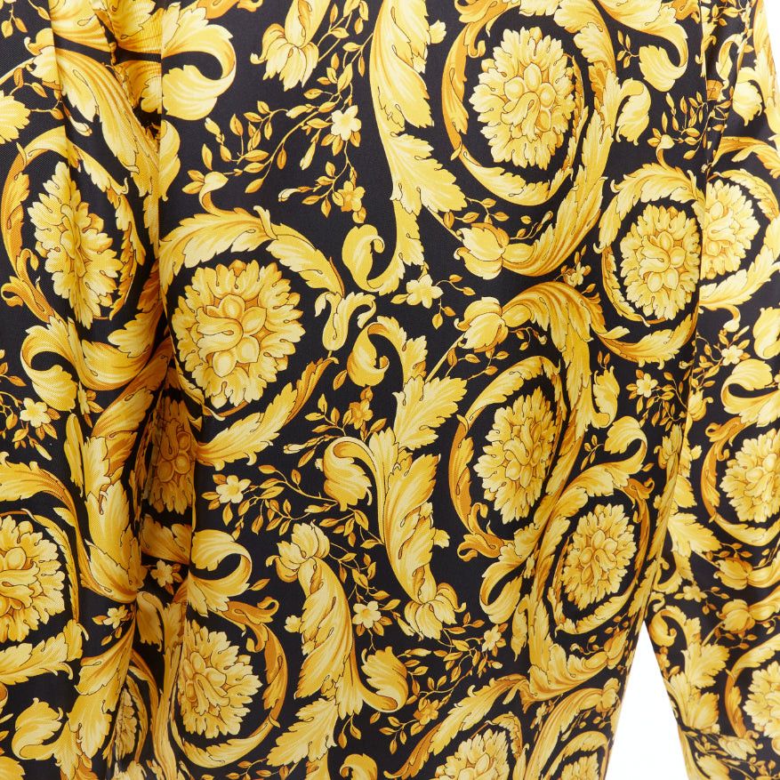 Versace VERSACE 100% silk Signature Barocco Baroque black gold print pajama shirt Sz2 M Size M / US 6-8 / IT 42-44 - 7 Thumbnail