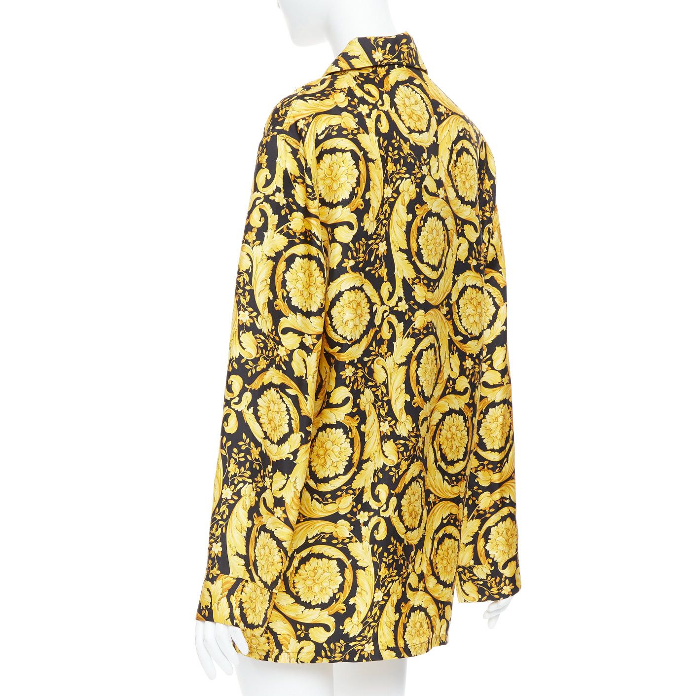 Versace VERSACE 100% silk Signature Barocco Baroque black gold print pajama shirt Sz2 M Size M / US 6-8 / IT 42-44 - 6 Thumbnail