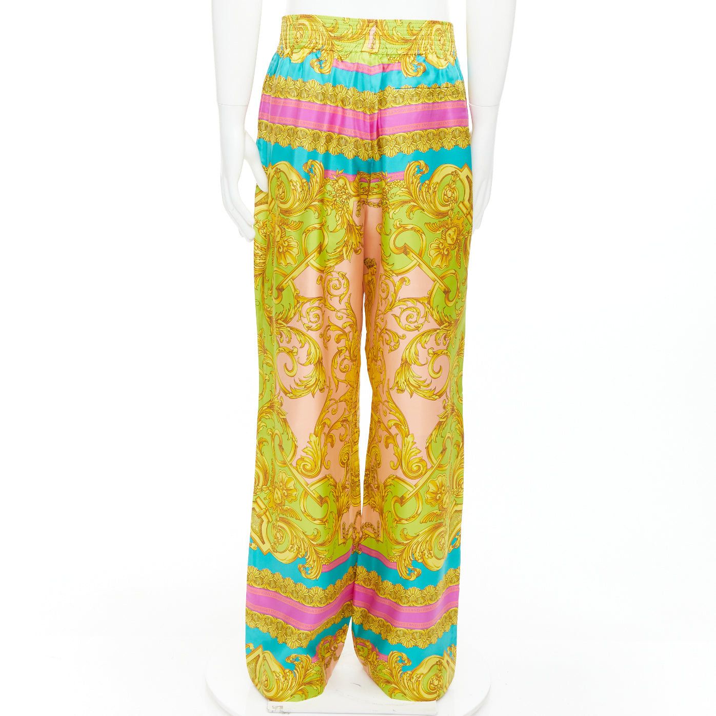 Versace VERSACE Barocco Goddess 100% silk twill graphic print wide leg pants EU50 L Size US 32 / EU 48 - 5 Thumbnail