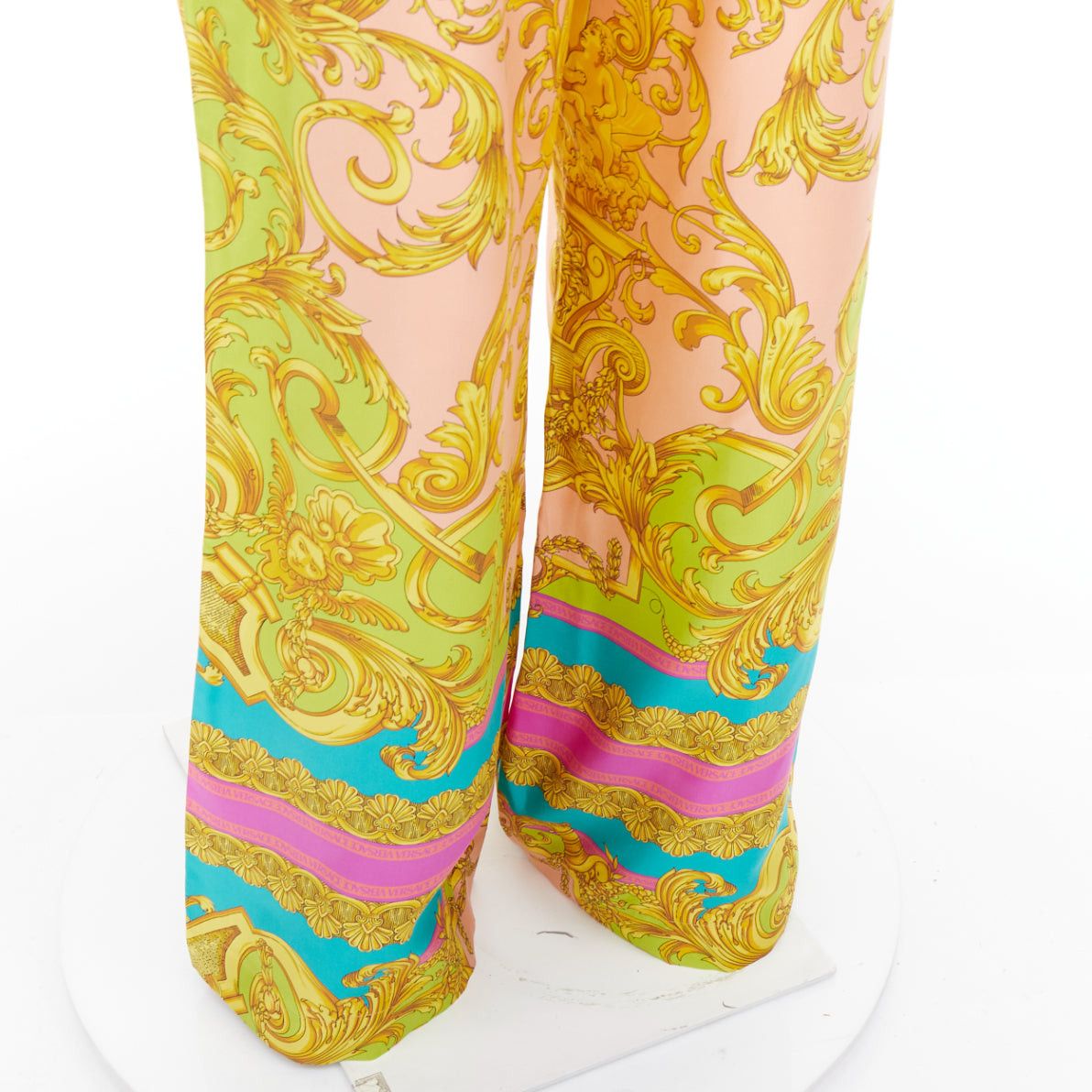 Versace VERSACE Barocco Goddess 100% silk twill graphic print wide leg pants EU50 L Size US 32 / EU 48 - 2 Thumbnail