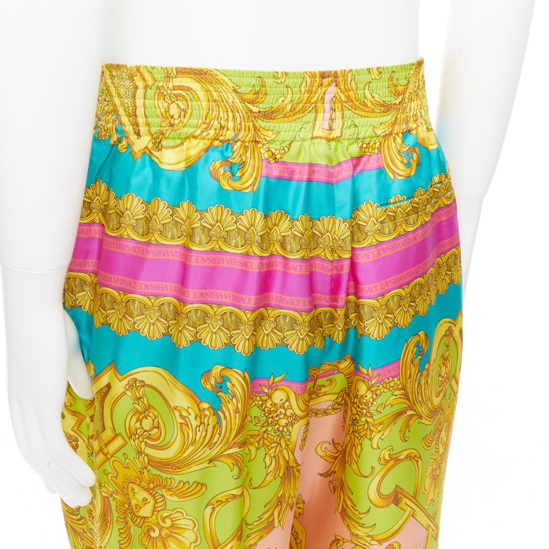 Versace VERSACE Barocco Goddess 100% silk twill graphic print wide leg pants EU50 L Size US 32 / EU 48 - 7 Thumbnail