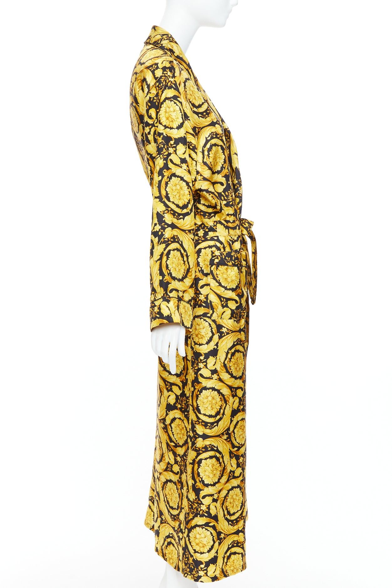 Versace VERSACE 100% silk Signature Barocco Baroque print gold black robe gown Sz 2 M Size M / US 6-8 / IT 42-44 - 4 Thumbnail