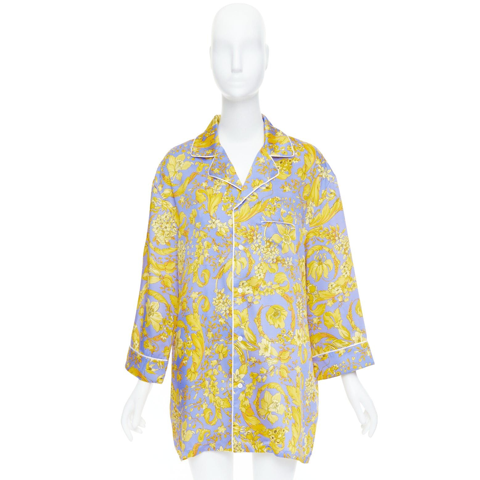 Versace VERSACE 100% silk Signature Barocco Baroque lilac purple gold print pajama shirt Sz.5 2XL Size XL / US 12-14 / IT 48-50 - 9 Thumbnail