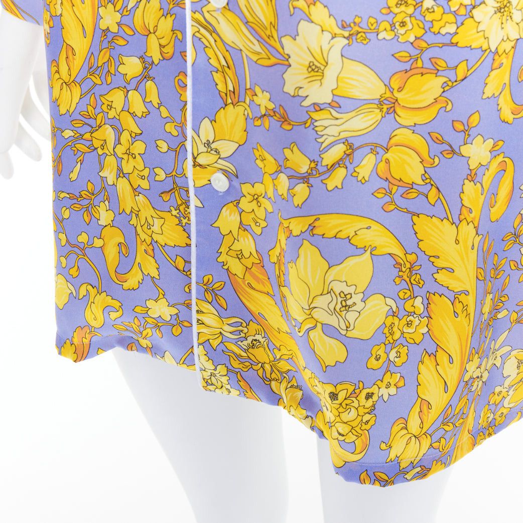 Versace VERSACE 100% silk Signature Barocco Baroque lilac purple gold print pajama shirt Sz.5 2XL Size XL / US 12-14 / IT 48-50 - 7 Thumbnail