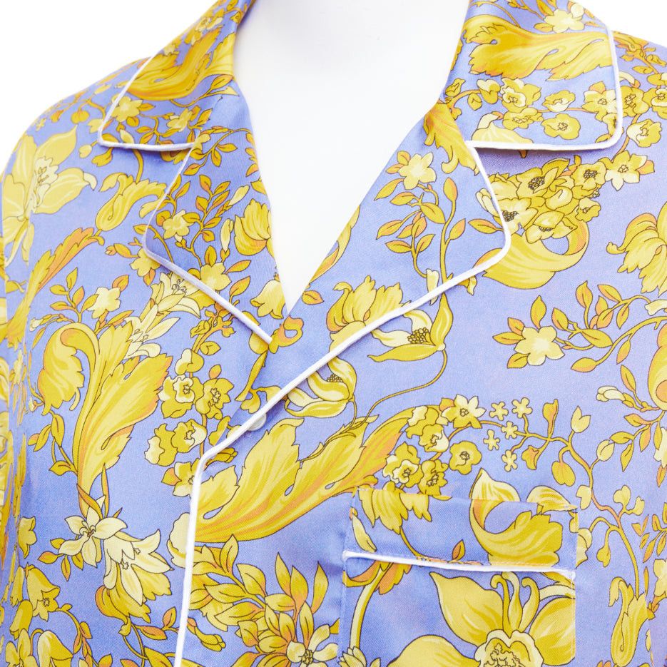 Versace VERSACE 100% silk Signature Barocco Baroque lilac purple gold print pajama shirt Sz.5 2XL Size XL / US 12-14 / IT 48-50 - 2 Thumbnail