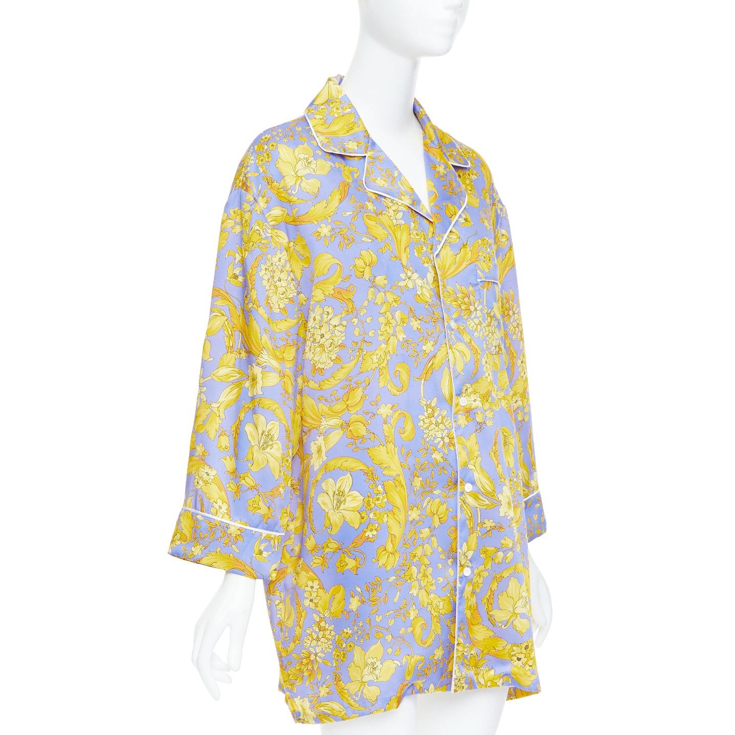 Versace VERSACE 100% silk Signature Barocco Baroque lilac purple gold print pajama shirt Sz.5 2XL Size XL / US 12-14 / IT 48-50 - 3 Thumbnail