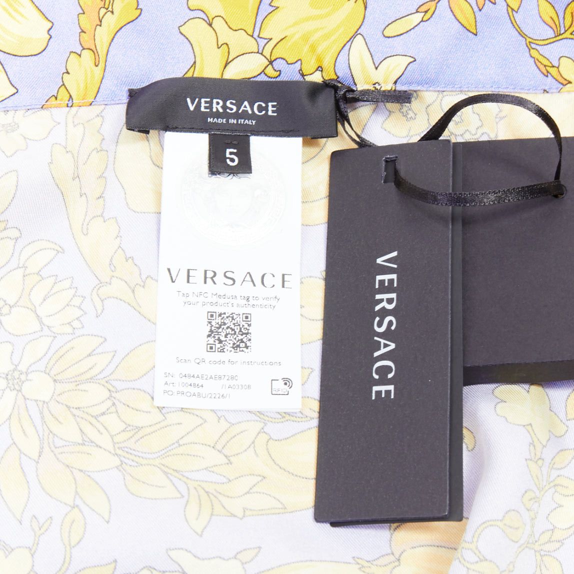 Versace VERSACE 100% silk Signature Barocco Baroque lilac purple gold print pajama shirt Sz.5 2XL Size XL / US 12-14 / IT 48-50 - 8 Thumbnail