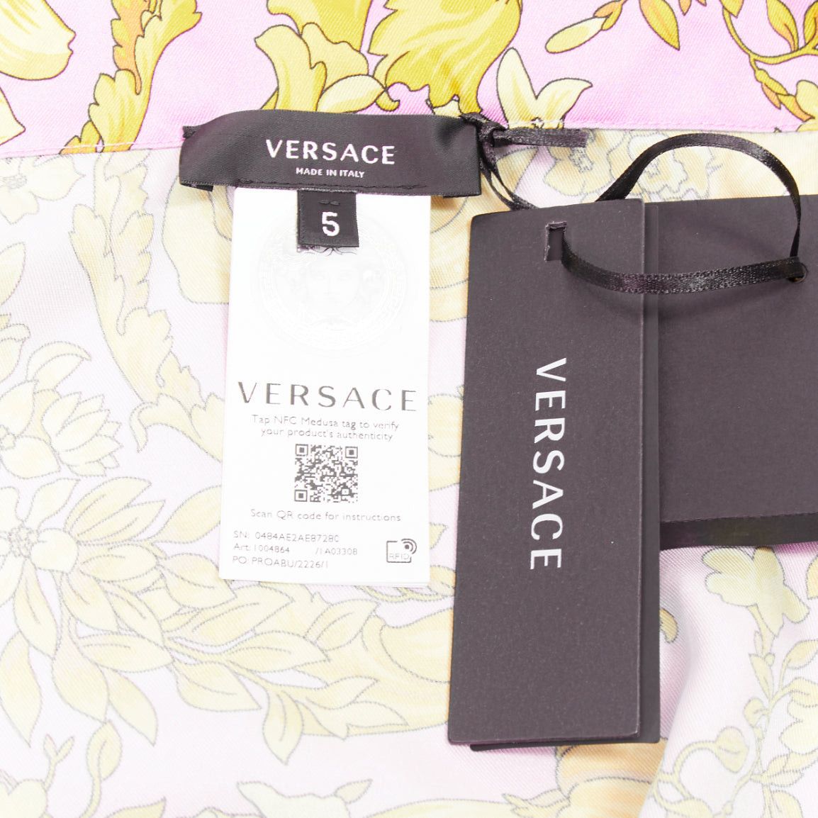 Versace VERSACE 100% silk Signature Barocco Baroque pink gold print pajama shirt Sz.4 XL Size L / US 10 / IT 46 - 8 Thumbnail
