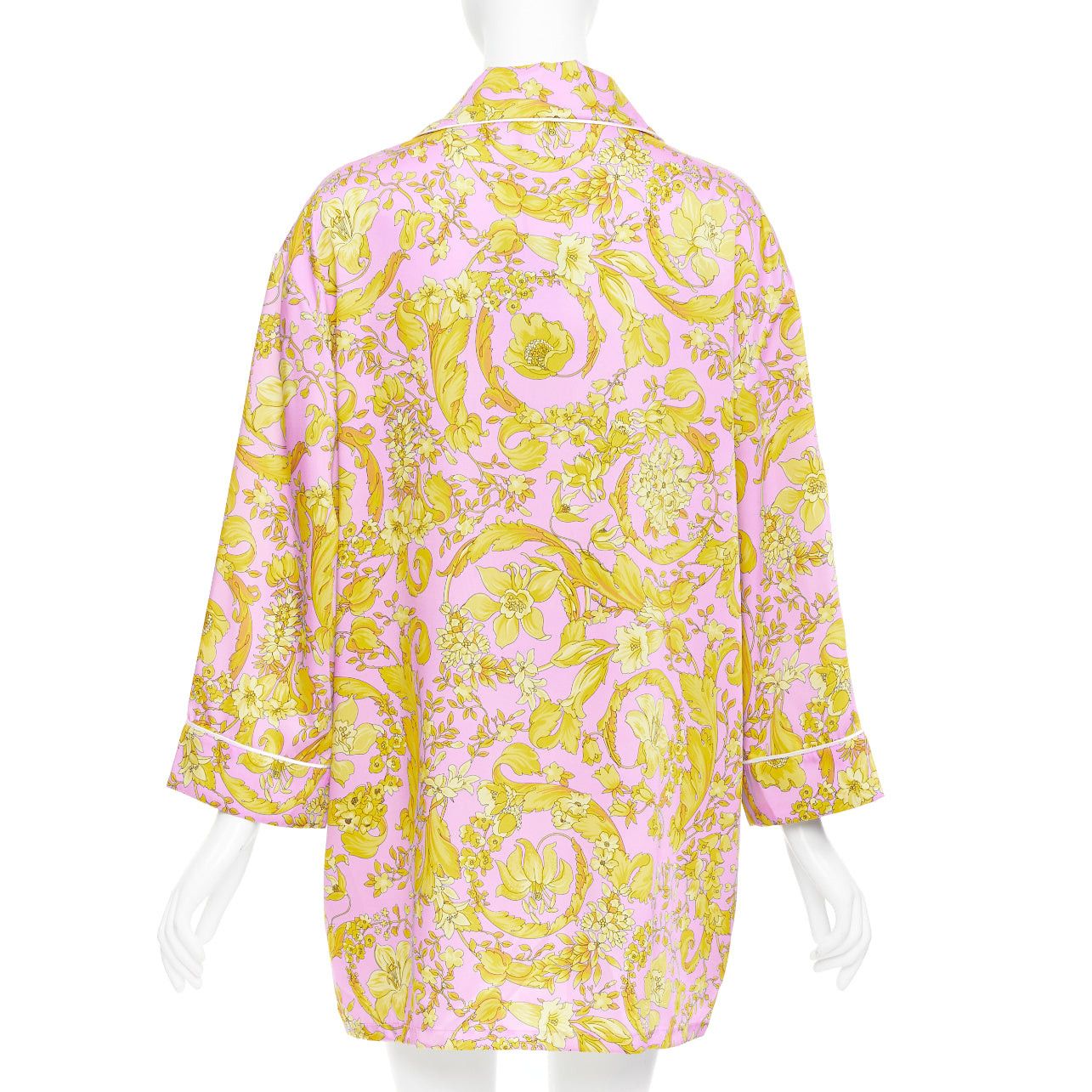 Versace VERSACE 100% silk Signature Barocco Baroque pink gold print pajama shirt Sz.4 XL Size L / US 10 / IT 46 - 5 Thumbnail