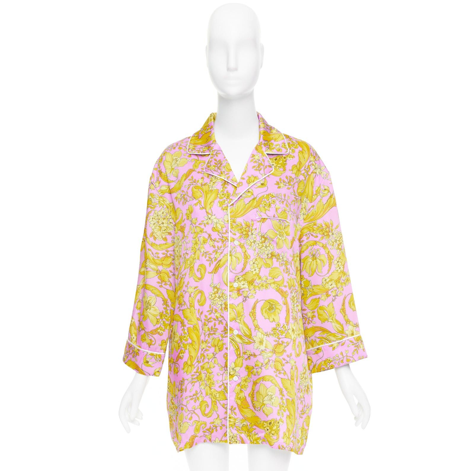 Versace VERSACE 100% silk Signature Barocco Baroque pink gold print pajama shirt Sz.4 XL Size L / US 10 / IT 46 - 9 Thumbnail