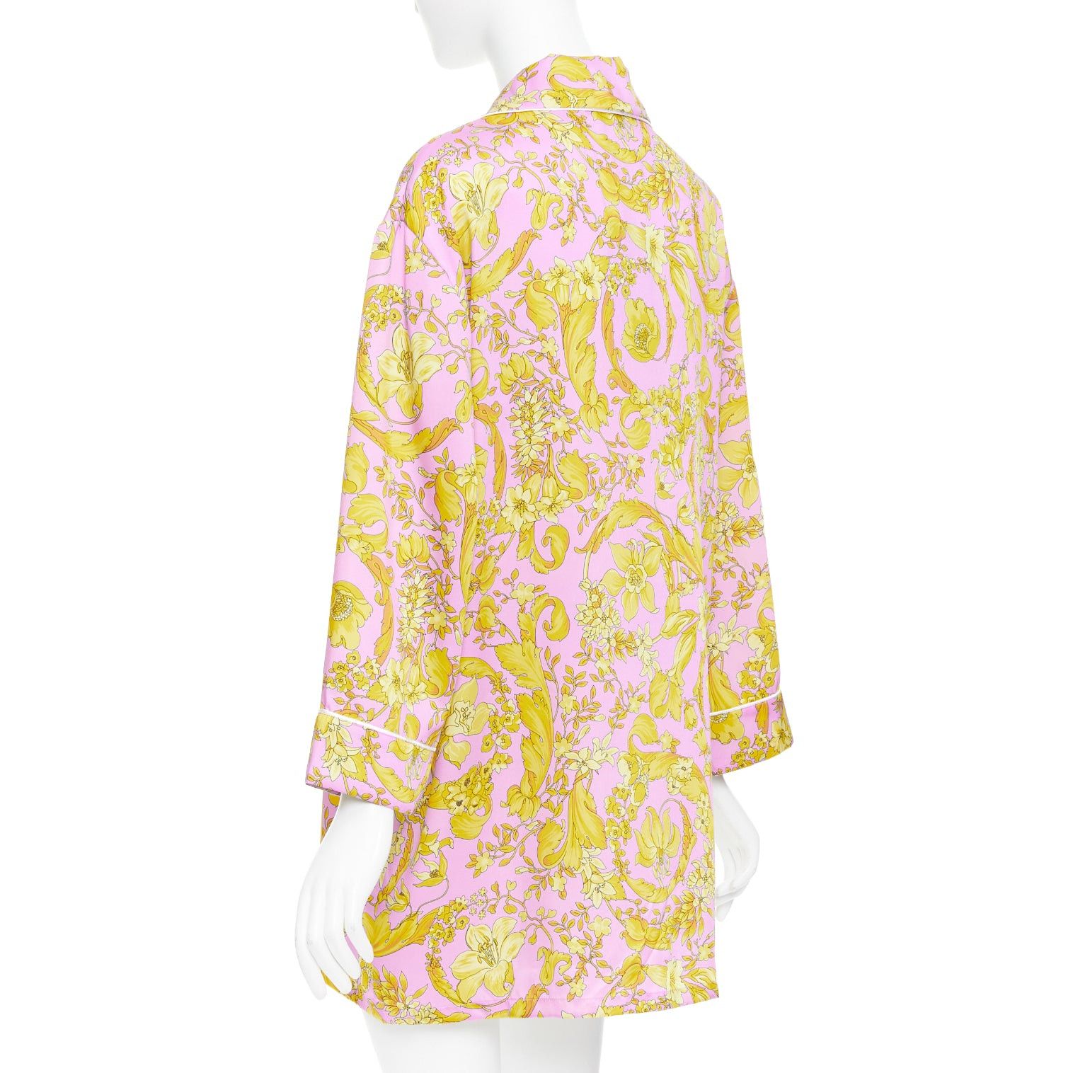 Versace VERSACE 100% silk Signature Barocco Baroque pink gold print pajama shirt Sz.4 XL Size L / US 10 / IT 46 - 6 Thumbnail