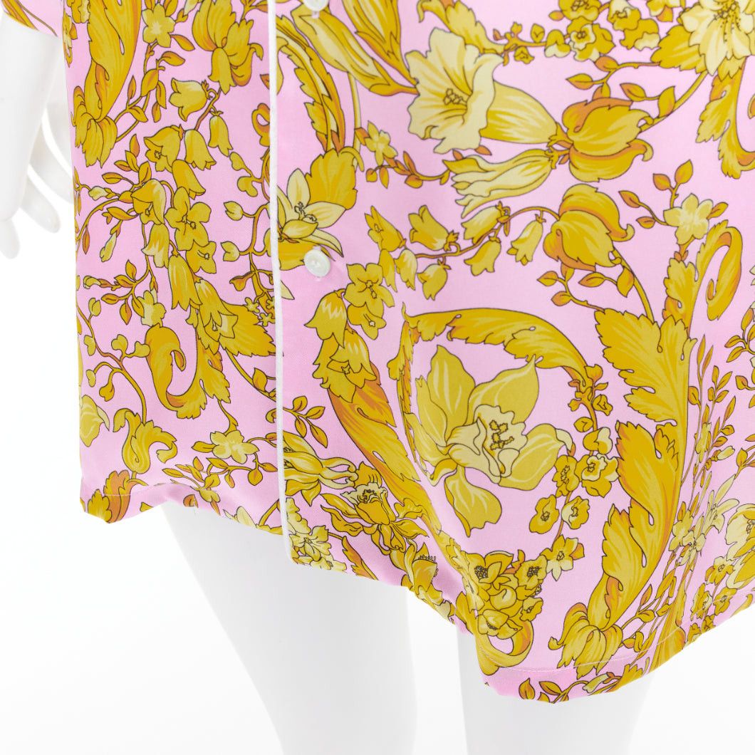 Versace VERSACE 100% silk Signature Barocco Baroque pink gold print pajama shirt Sz.4 XL Size L / US 10 / IT 46 - 7 Thumbnail