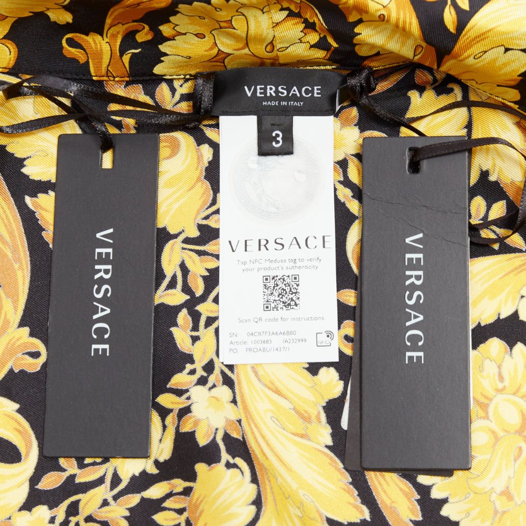 Versace VERSACE 100% silk Signature Barocco Baroque print gold black robe gown Sz3 L Size M / US 6-8 / IT 42-44 - 8 Thumbnail