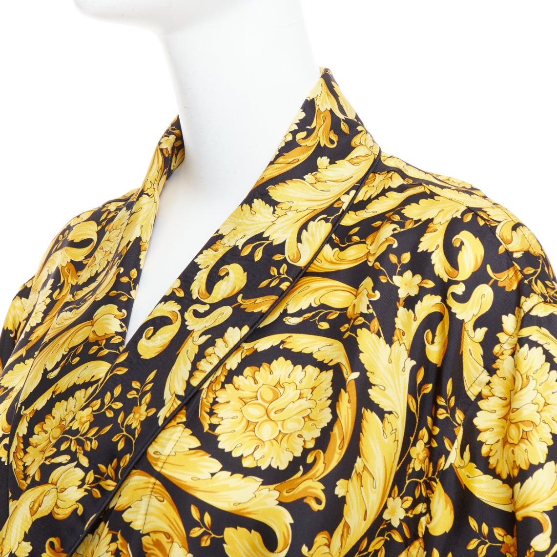 Versace VERSACE 100% silk Signature Barocco Baroque print gold black robe gown Sz3 L Size M / US 6-8 / IT 42-44 - 7 Thumbnail