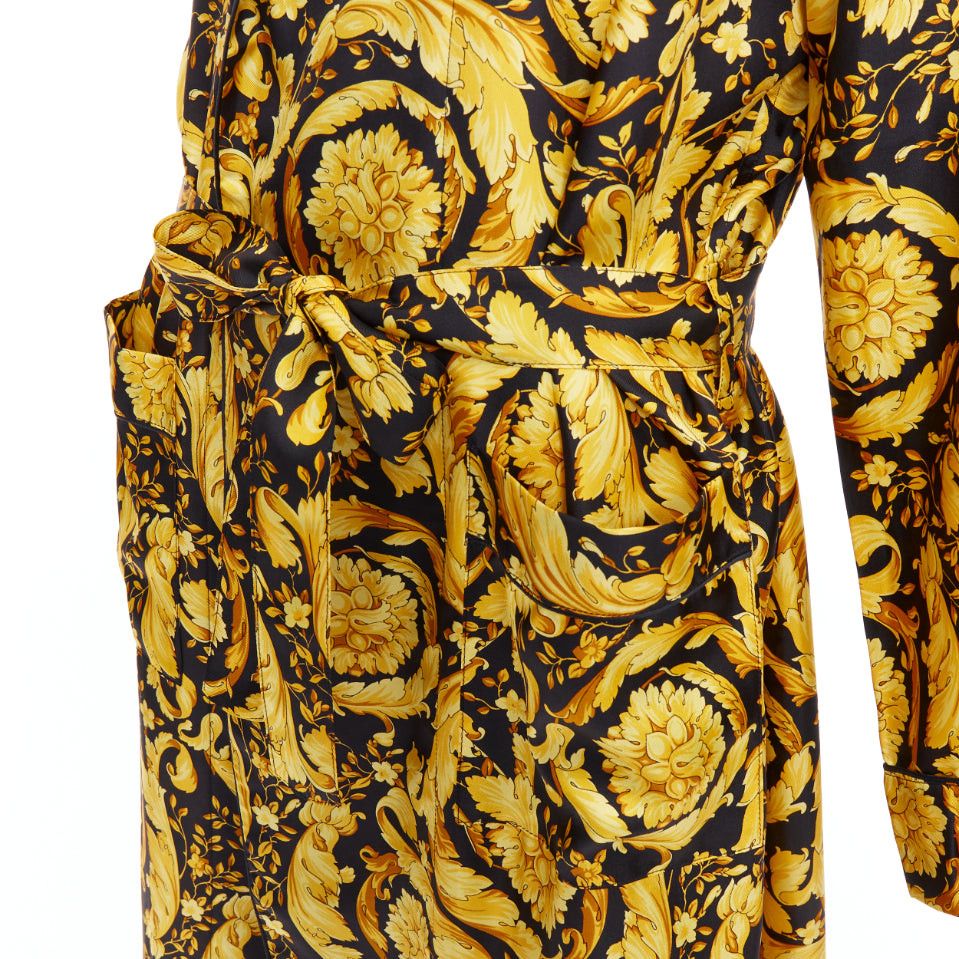 Versace VERSACE 100% silk Signature Barocco Baroque print gold black robe gown Sz3 L Size M / US 6-8 / IT 42-44 - 2 Thumbnail