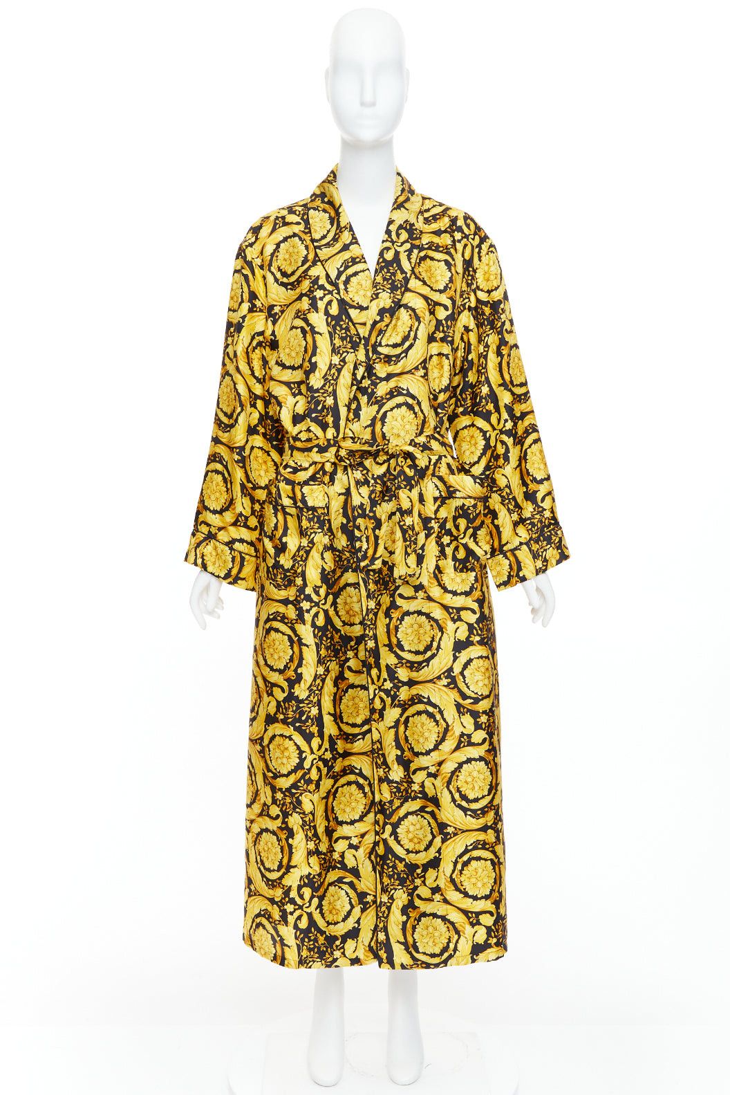 Versace VERSACE 100% silk Signature Barocco Baroque print gold black robe gown Sz3 L Size M / US 6-8 / IT 42-44 - 9 Thumbnail