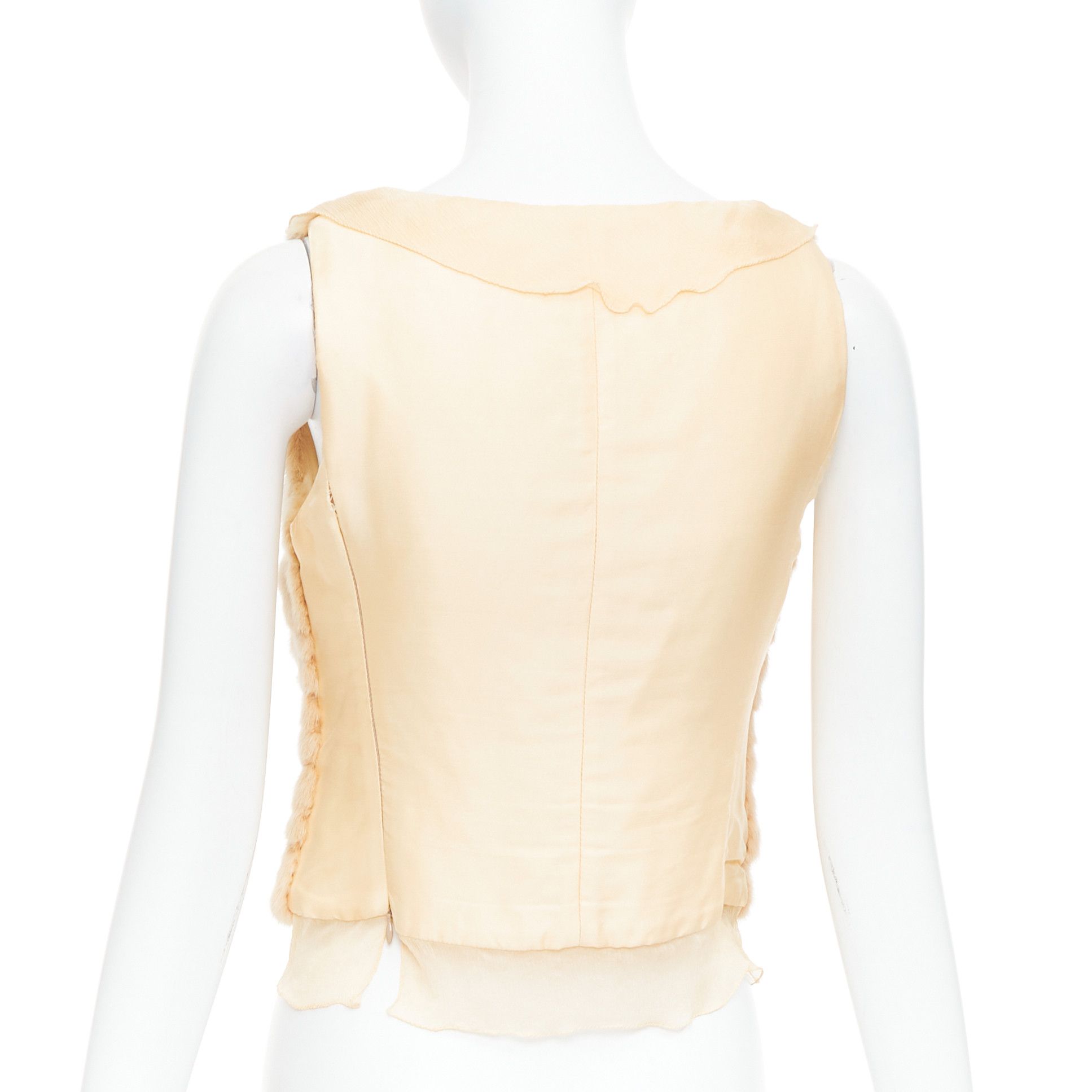 Prada rare PRADA Vintage cream dyed fur pink silk satin bow vest top IT40 S Size S / US 4 / IT 40 - 5 Thumbnail
