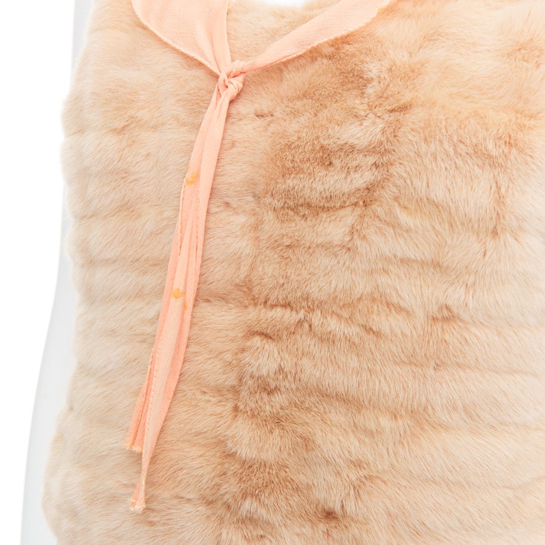 Prada rare PRADA Vintage cream dyed fur pink silk satin bow vest top IT40 S Size S / US 4 / IT 40 - 2 Thumbnail