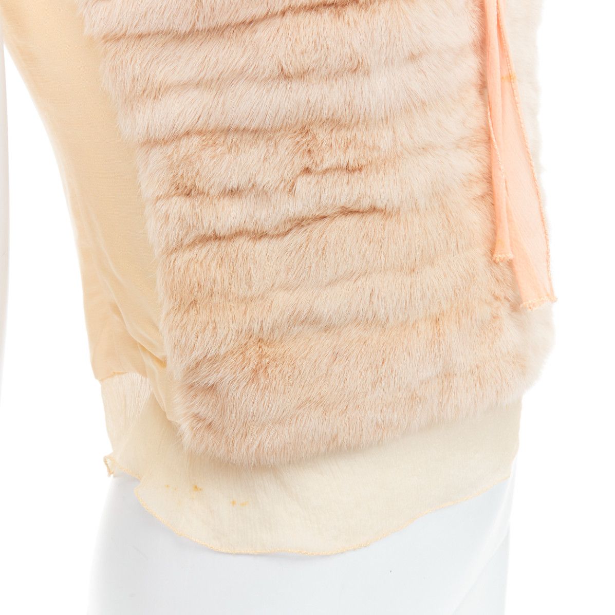 Prada rare PRADA Vintage cream dyed fur pink silk satin bow vest top IT40 S Size S / US 4 / IT 40 - 8 Thumbnail