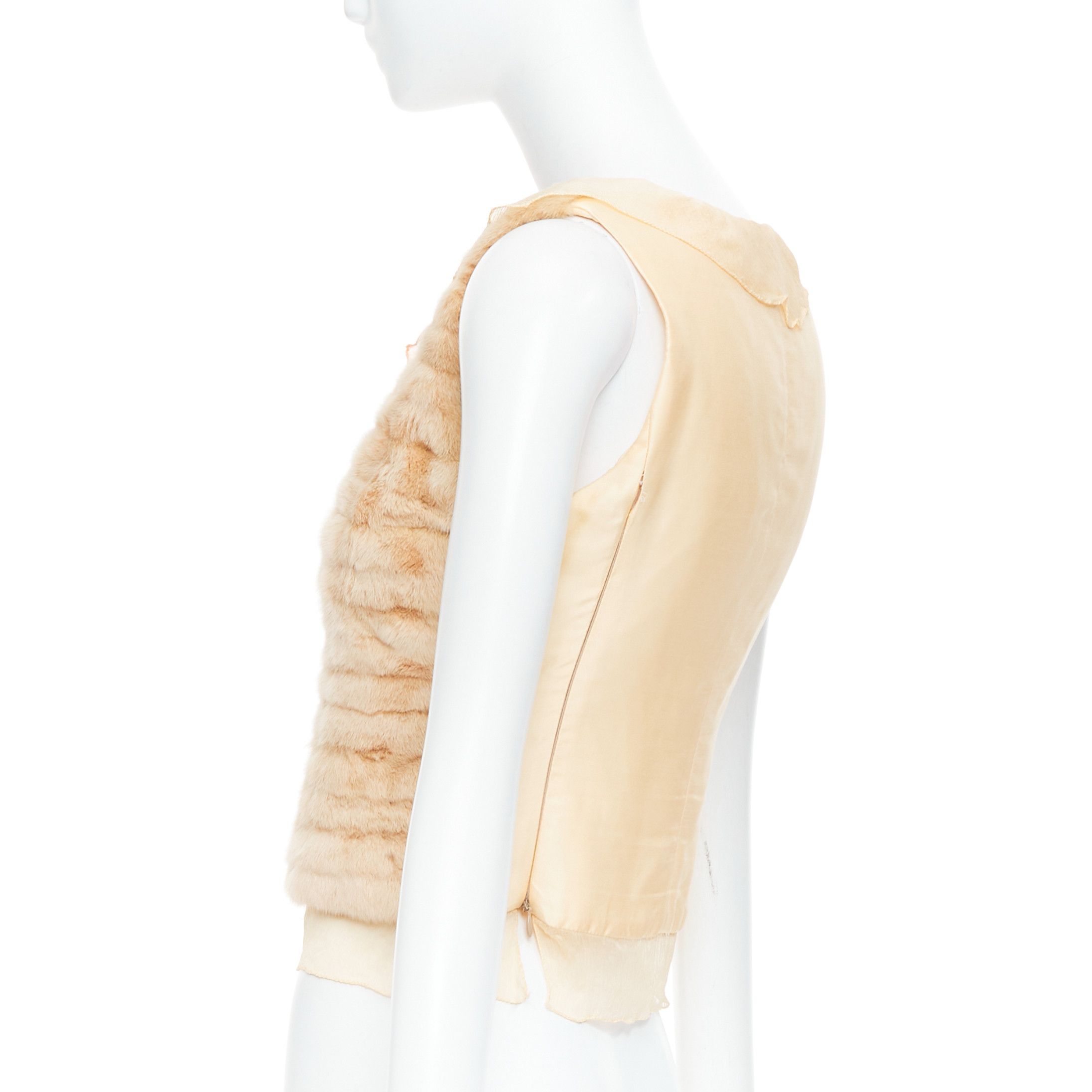 Prada rare PRADA Vintage cream dyed fur pink silk satin bow vest top IT40 S Size S / US 4 / IT 40 - 6 Thumbnail