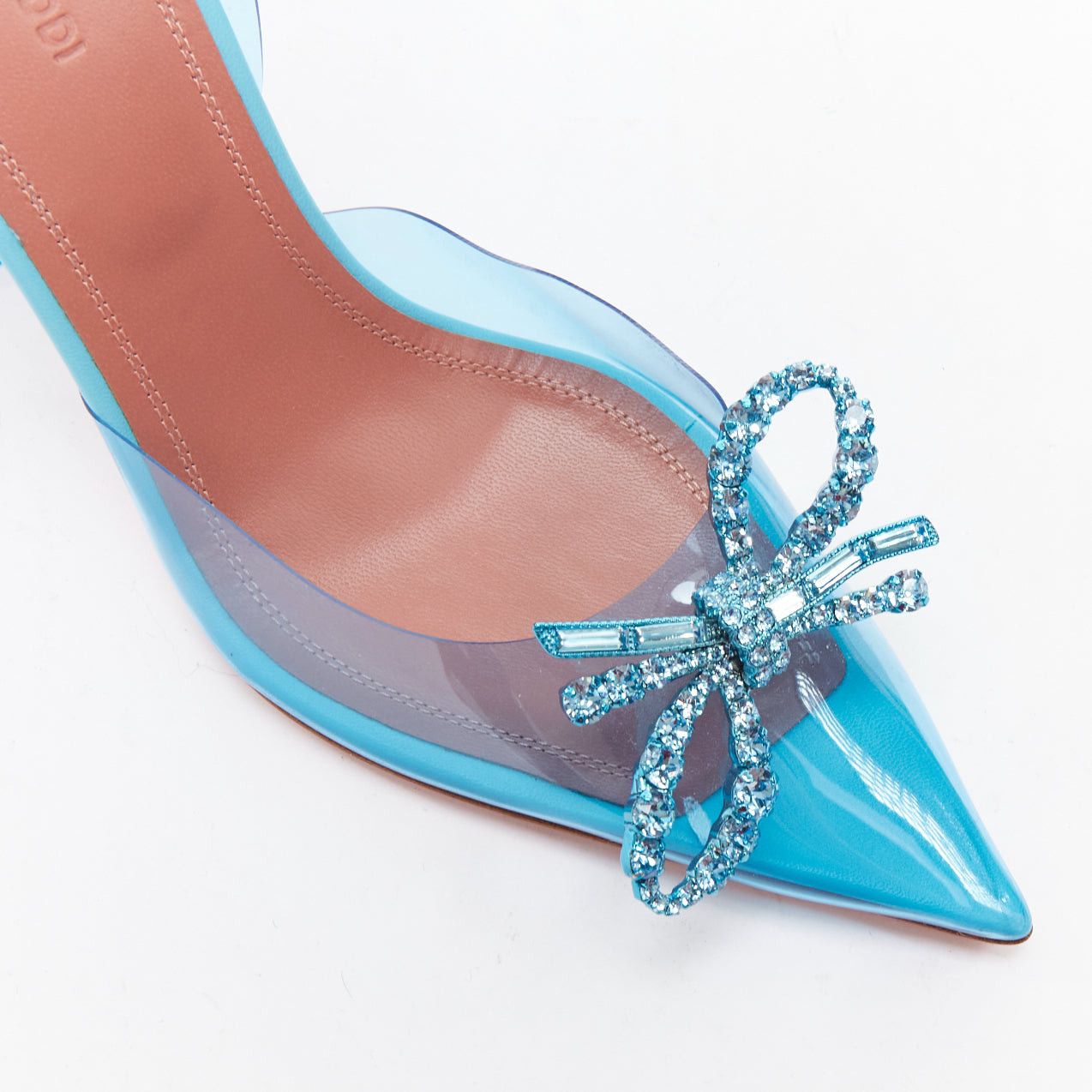 Amina Muaddi AMINA MUADDI Rosie Glass 95 PVC aqua crystal bow plexi heels EU37.5 Size US 7.5 / IT 37.5 - 7 Thumbnail