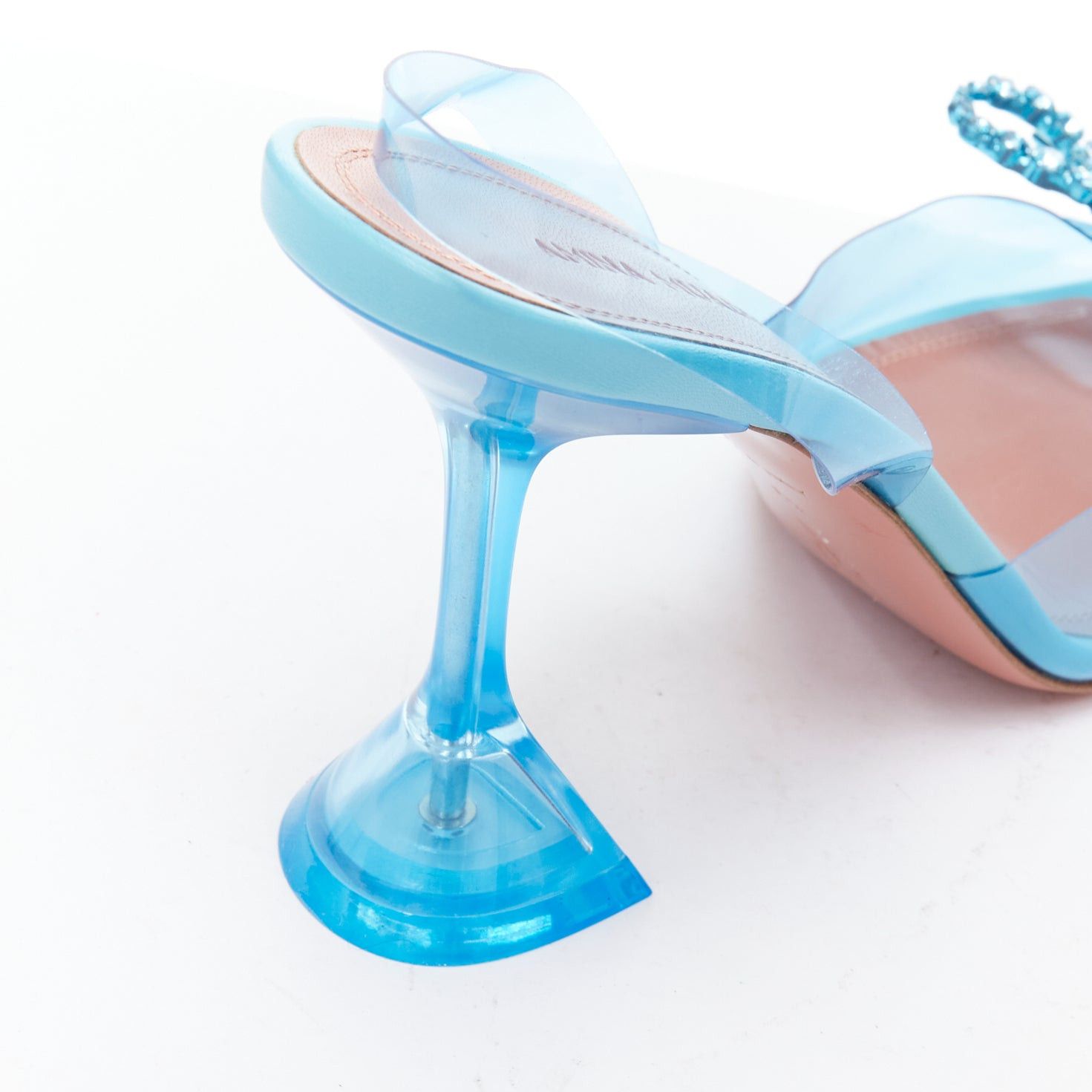 Amina Muaddi AMINA MUADDI Rosie Glass 95 PVC aqua crystal bow plexi heels EU37.5 Size US 7.5 / IT 37.5 - 8 Thumbnail