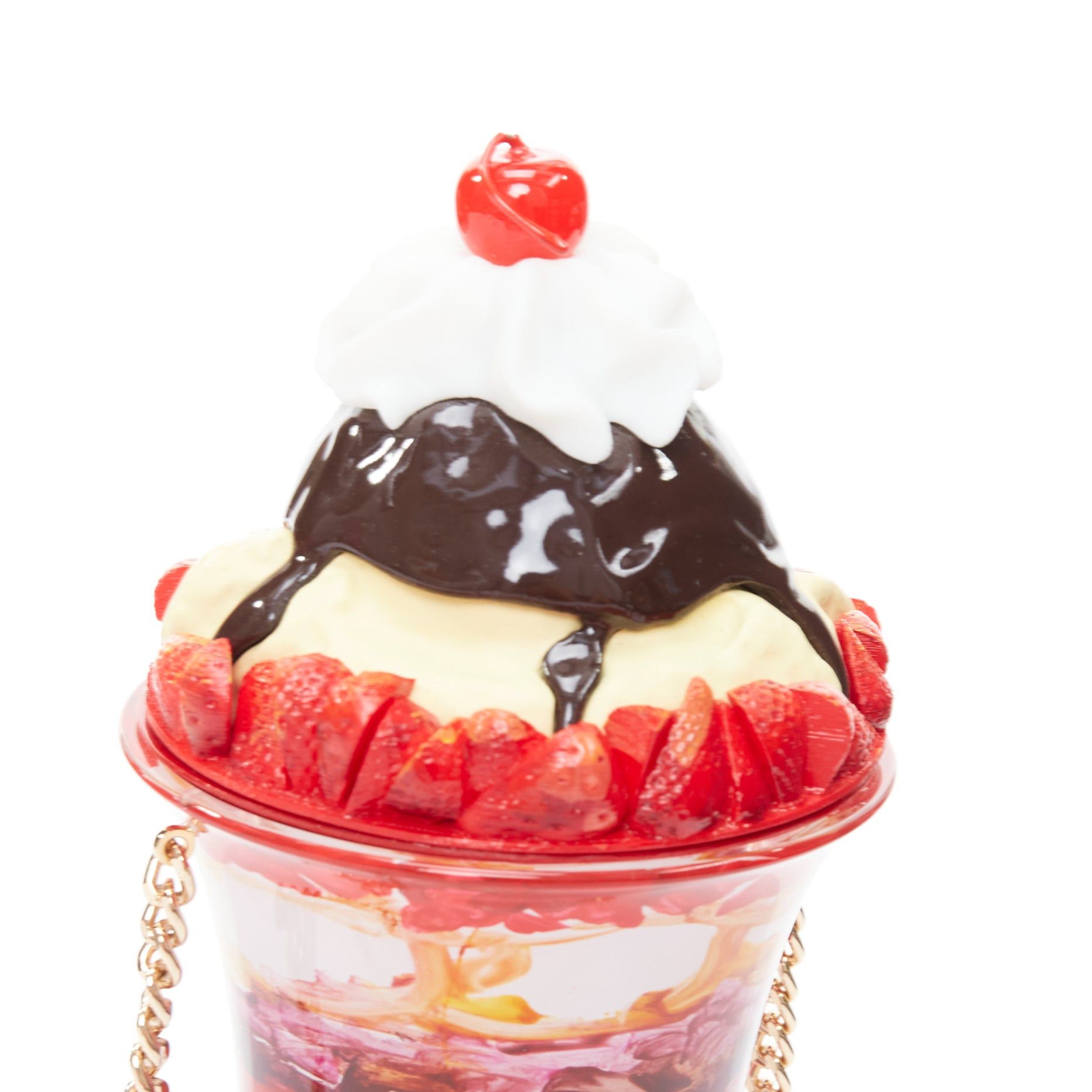 Moschino rare MOSCHINO 2022 Ice Cream Sundae Runway pink chocolate chain crossbody bag Size ONE SIZE - 7 Thumbnail