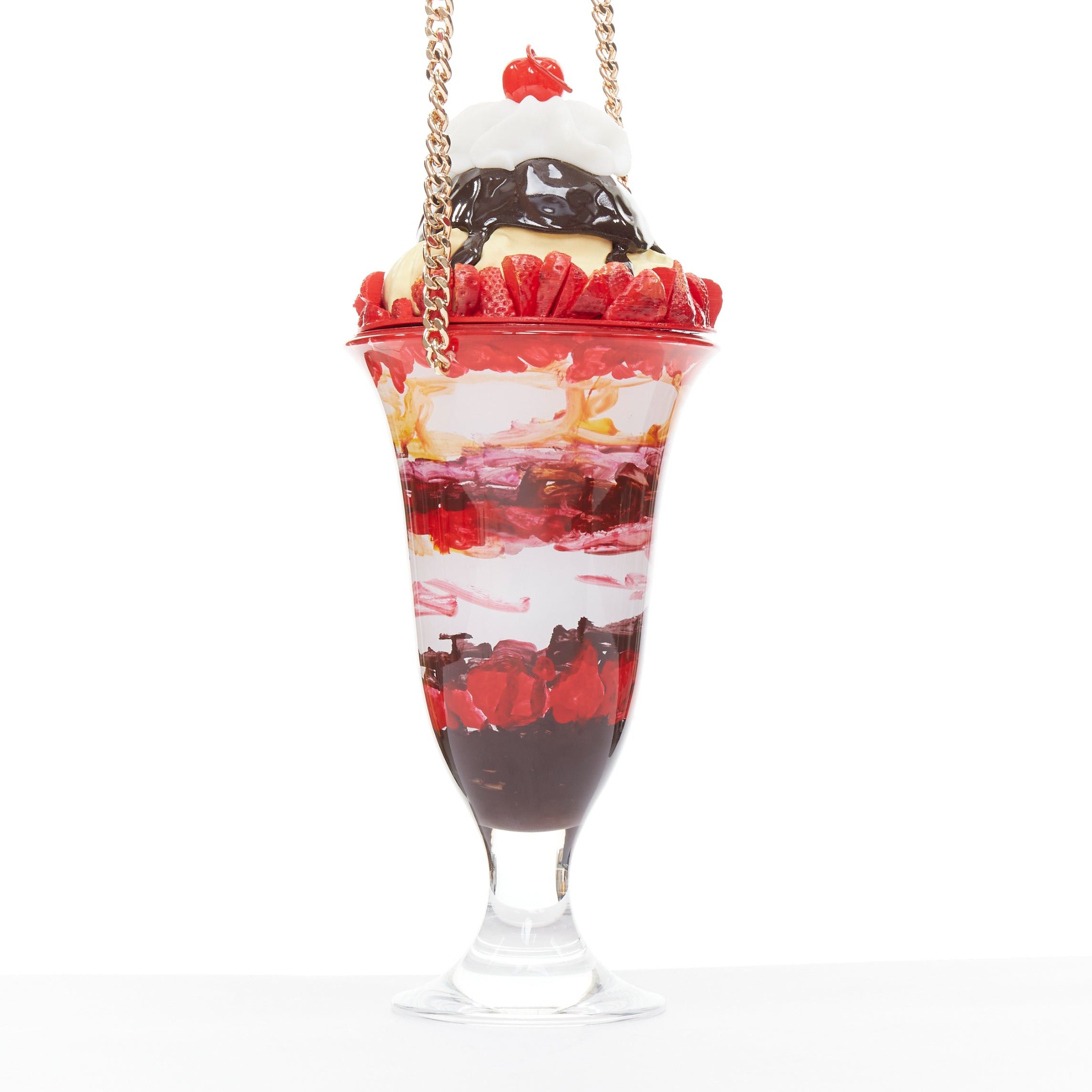 Moschino rare MOSCHINO 2022 Ice Cream Sundae Runway pink chocolate chain crossbody bag Size ONE SIZE - 3 Thumbnail