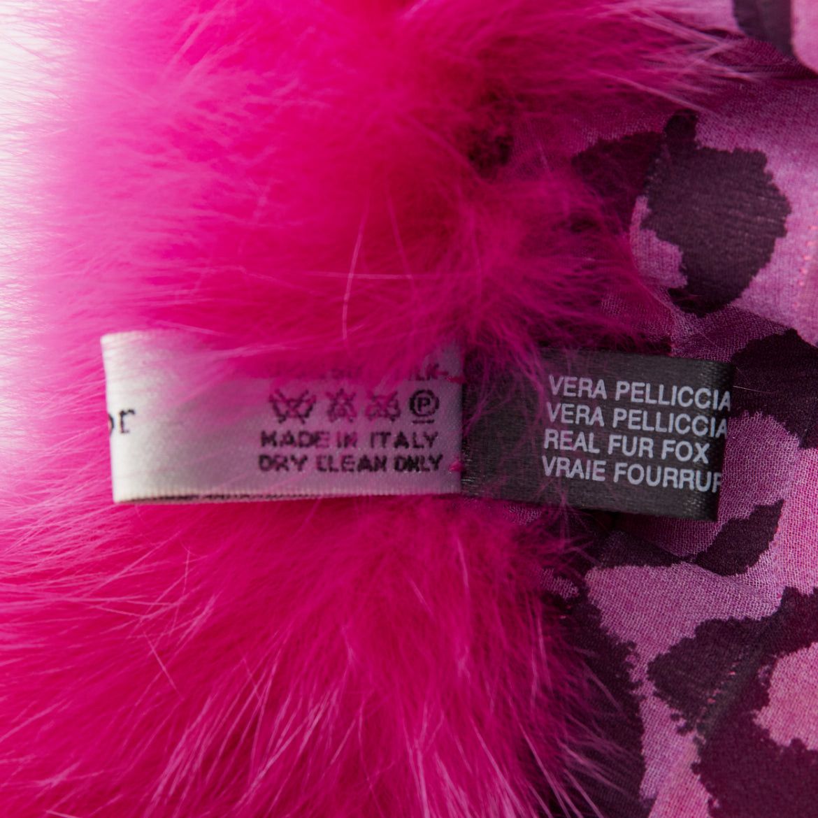 Dior rare CHRISTIAN DIOR John Galliano 2005 Vintage pink fur leopard silk panels shawl Size ONE SIZE - 8 Thumbnail