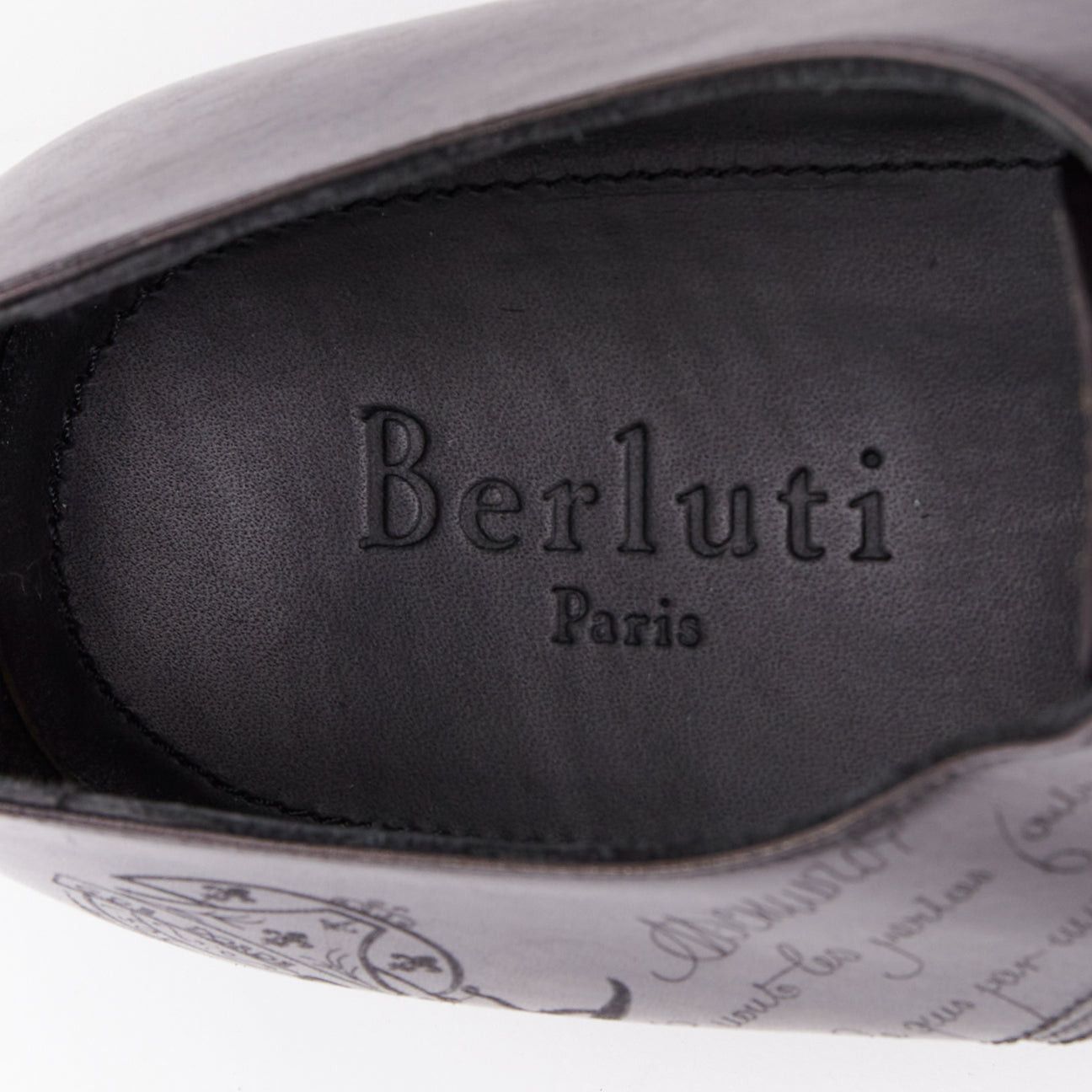 Berluti BERLUTI Alessandro dark grey calfskin leather Scritto calligraphy loafer shoes UK8 EU41 Size US 11 / EU 44 - 9 Thumbnail