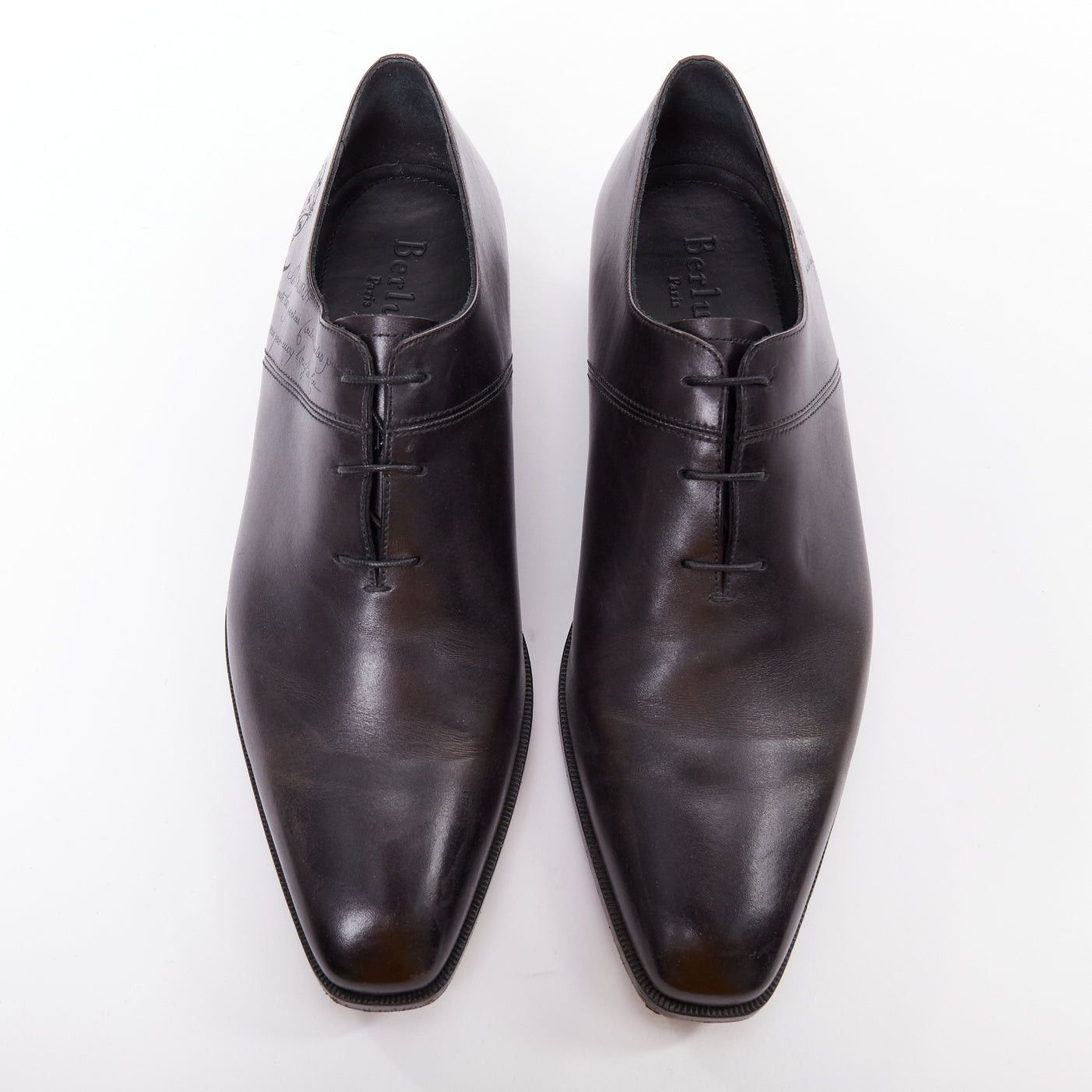Berluti BERLUTI Alessandro dark grey calfskin leather Scritto calligraphy loafer shoes UK8 EU41 Size US 11 / EU 44 - 2 Thumbnail