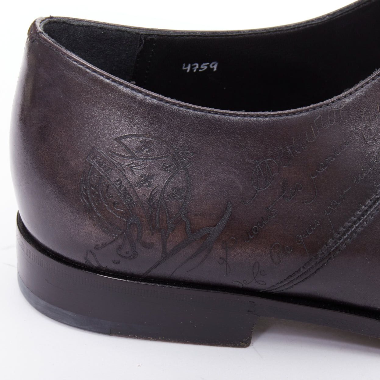 Berluti BERLUTI Alessandro dark grey calfskin leather Scritto calligraphy loafer shoes UK8 EU41 Size US 11 / EU 44 - 8 Thumbnail