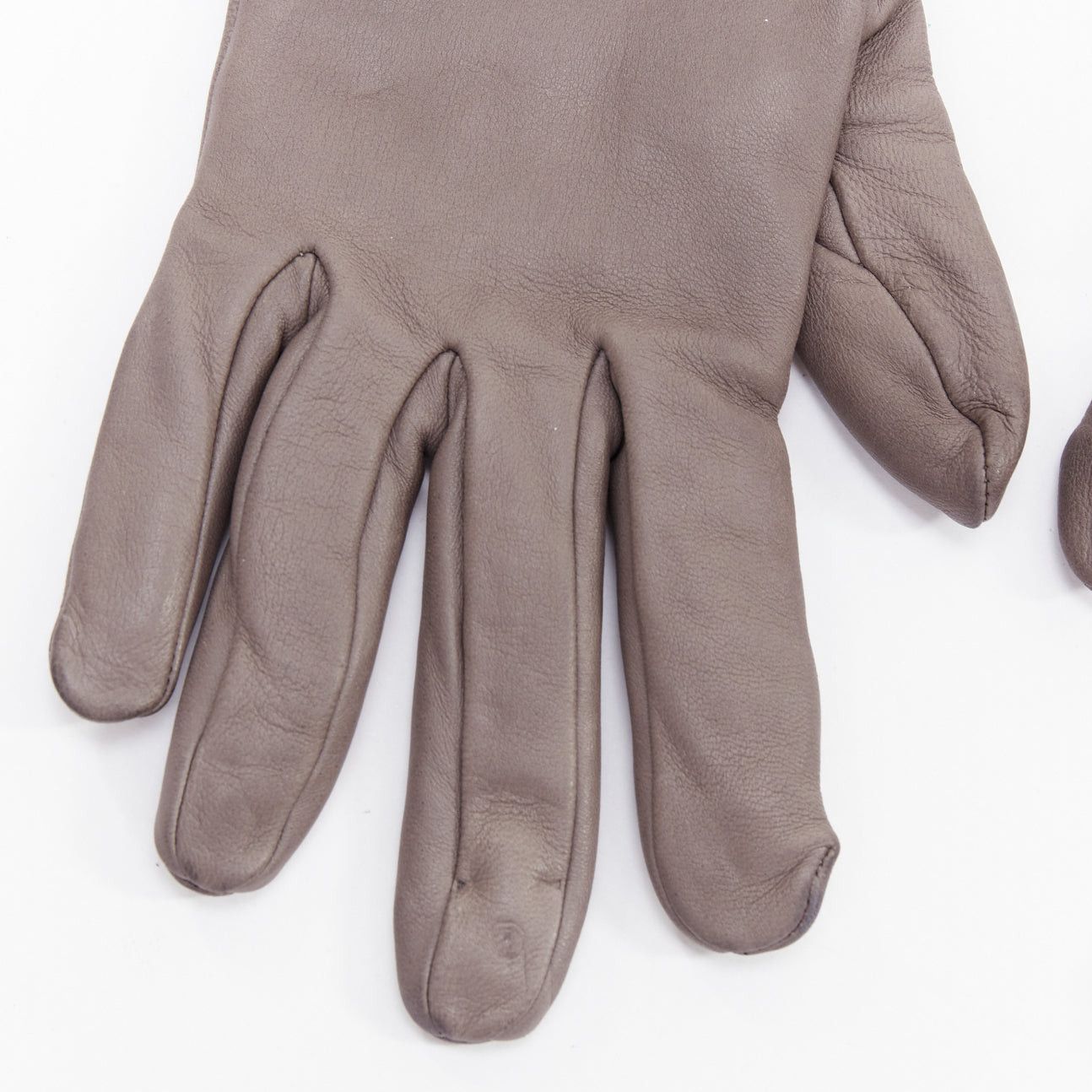 Hermes HERMES Princesse grey swift leather silver hardware H lock gloves Sz7 Size ONE SIZE - 3 Thumbnail