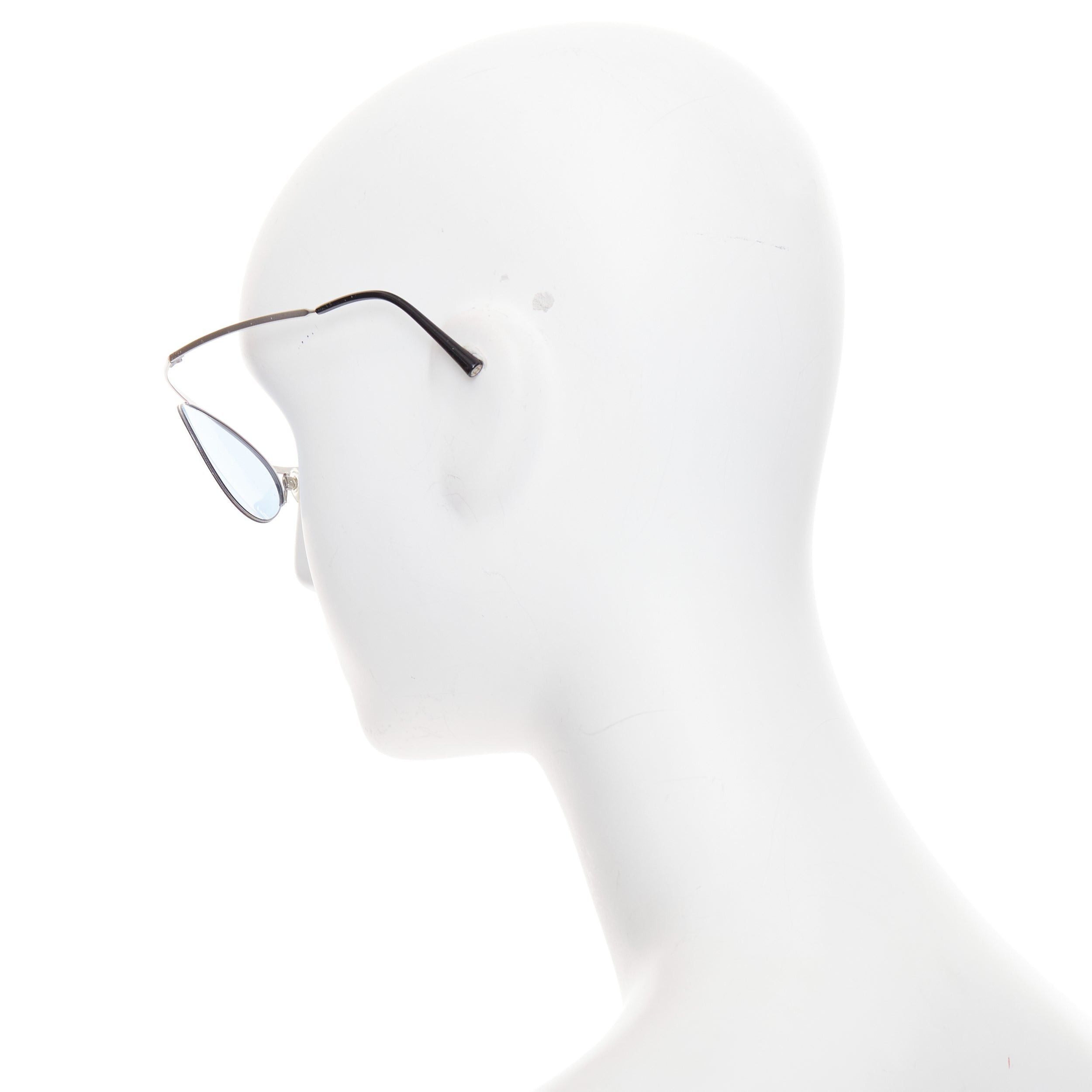 Chanel CHANEL Vintage 2000 Runway silver blue metal futuristic rimless sunglasses Size ONE SIZE - 5 Thumbnail