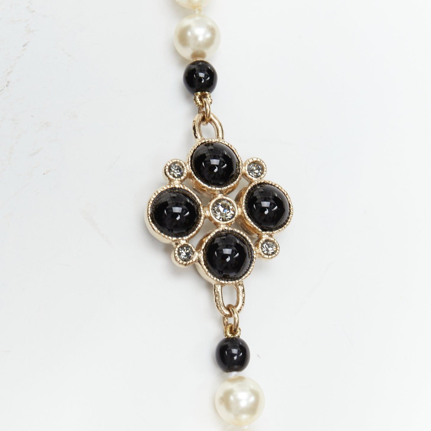 Chanel CHANEL 08P black Camelia enamel station faux pearl CC long necklace Size ONE SIZE - 2 Thumbnail